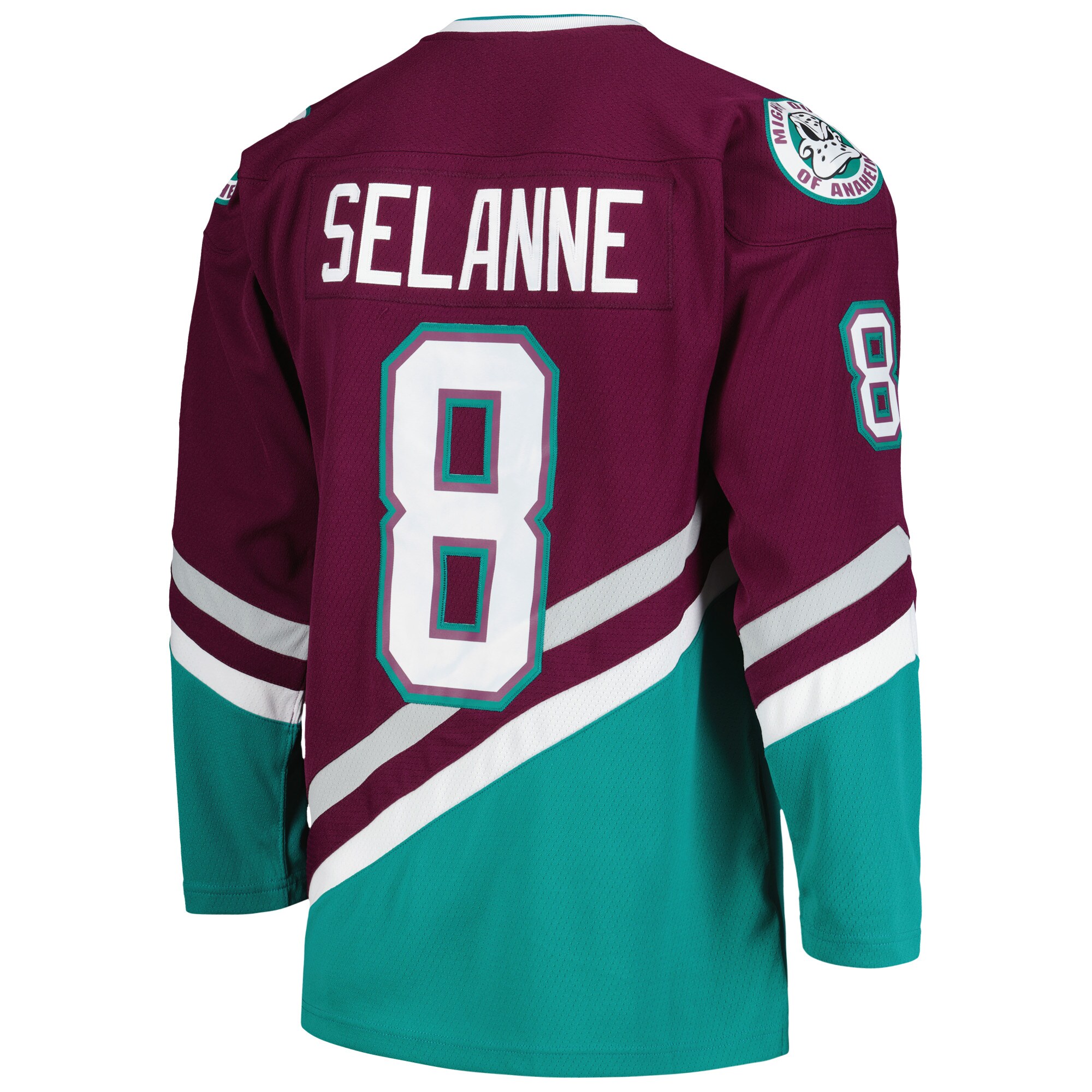 Teemu Selanne Anaheim Ducks Mitchell & Ness  1996/97 Alternate Captain Patch Blue Line  Jersey – Purple