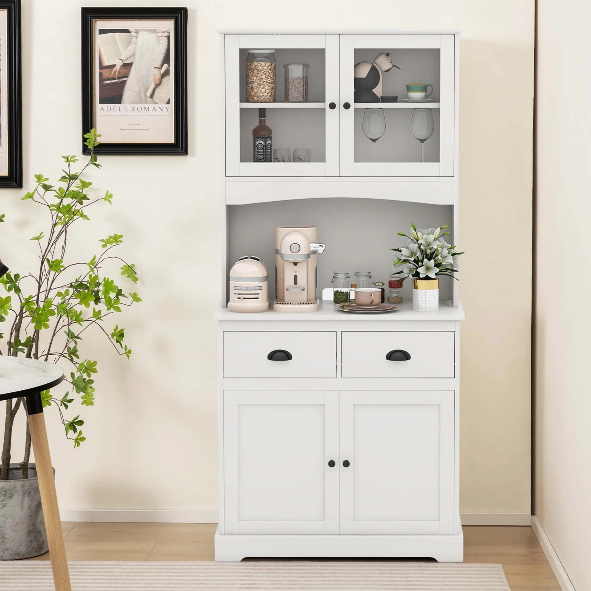 Costway 67'' Storage Cabinet Closet Kitchen Pantry Cupboard with Adjustable Shelves White