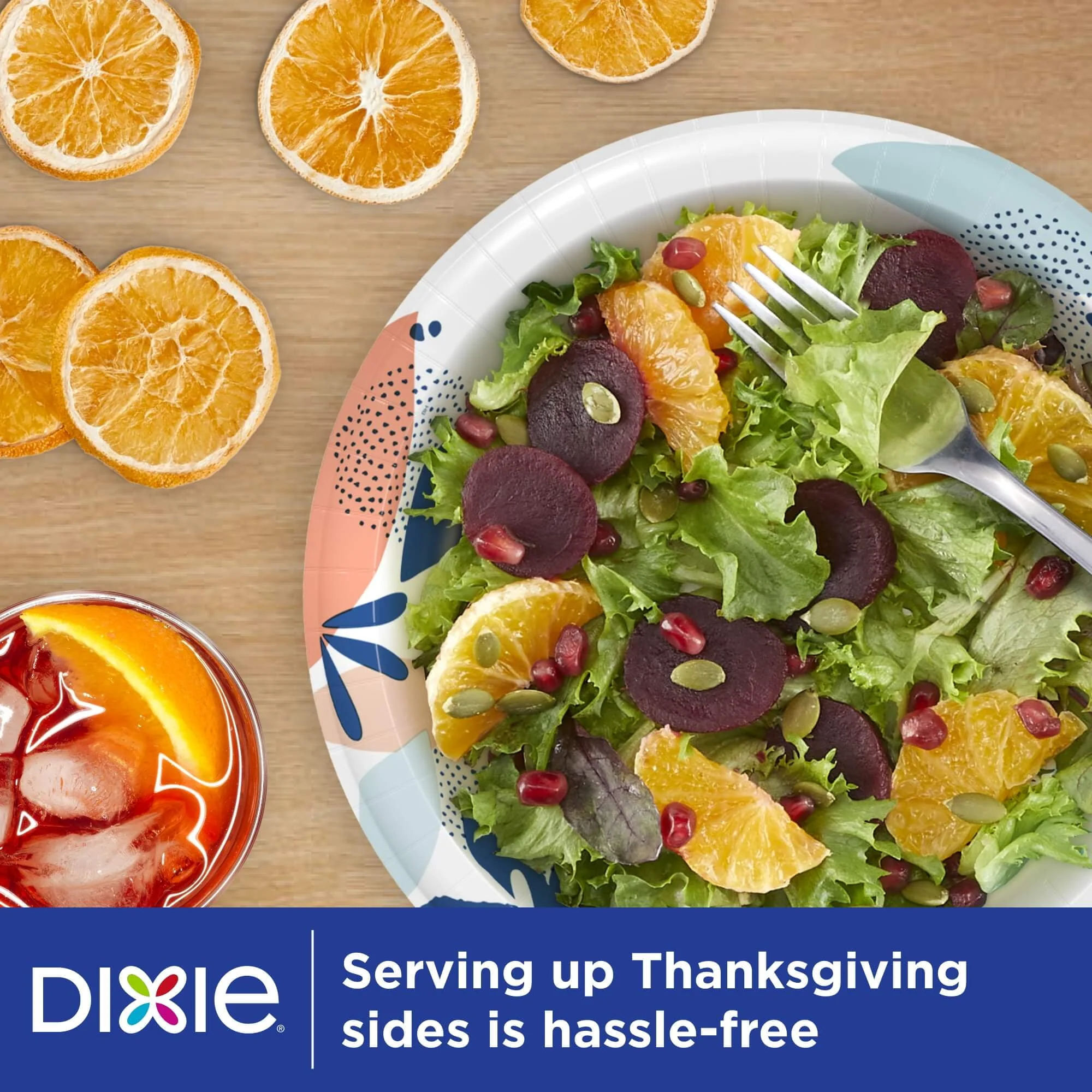 Dixie Disposable Paper Plates, Multicolor, 8.5 in, 50 Count