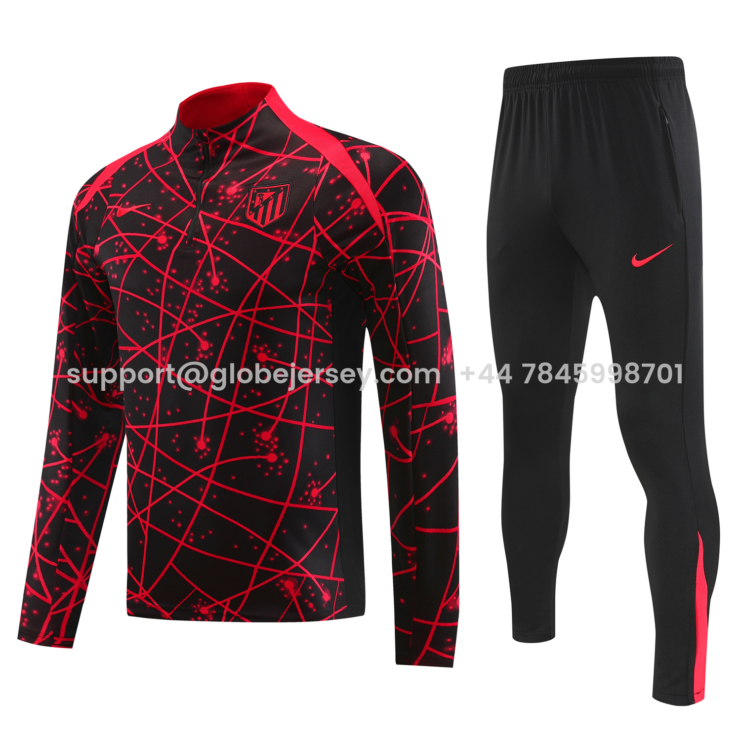Atletico Madrid 25-26 Long Sleeves Training Set - Red Top & Black Pants