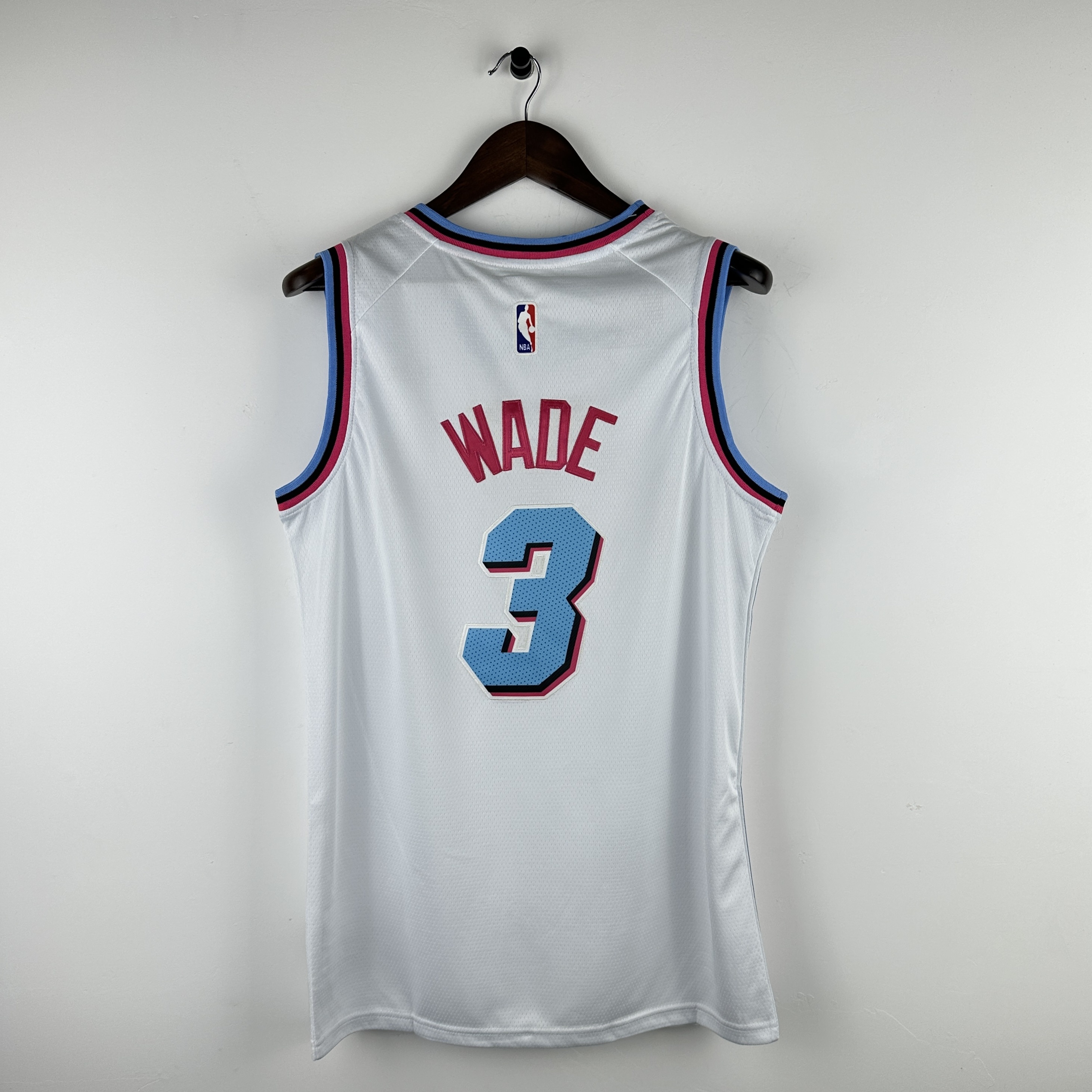Embroidered Heat Crew Neck White #3 Dwyane Wade