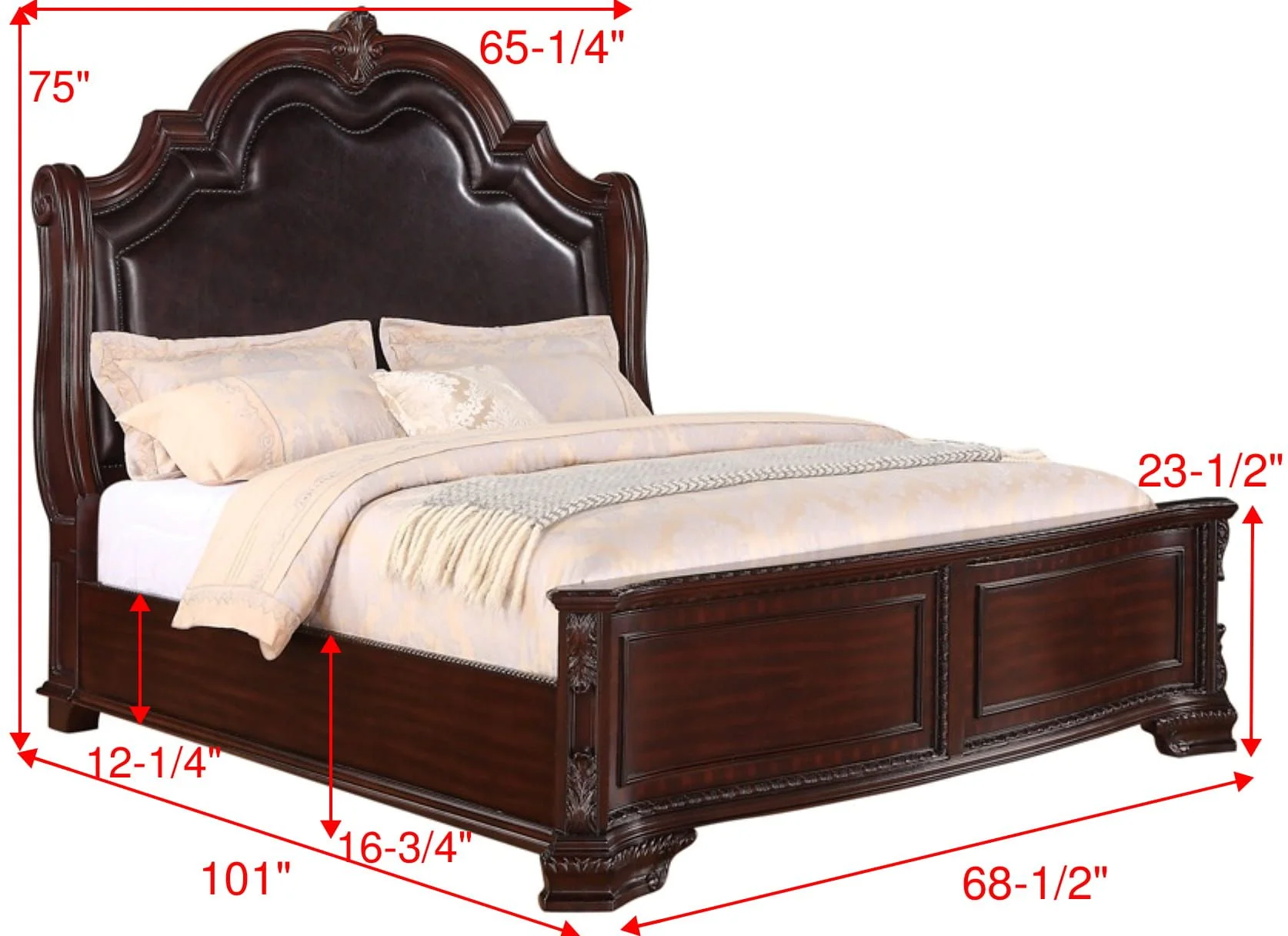 Jerrylee Rich Brown Upholstered Panel Bedroom Set Special King 3 Piece: Bed, Dresser, Mirror