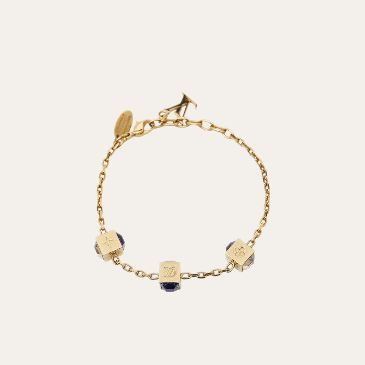 Louis Vuitton Monogram Cube Charm Bracelet Gold-Tone