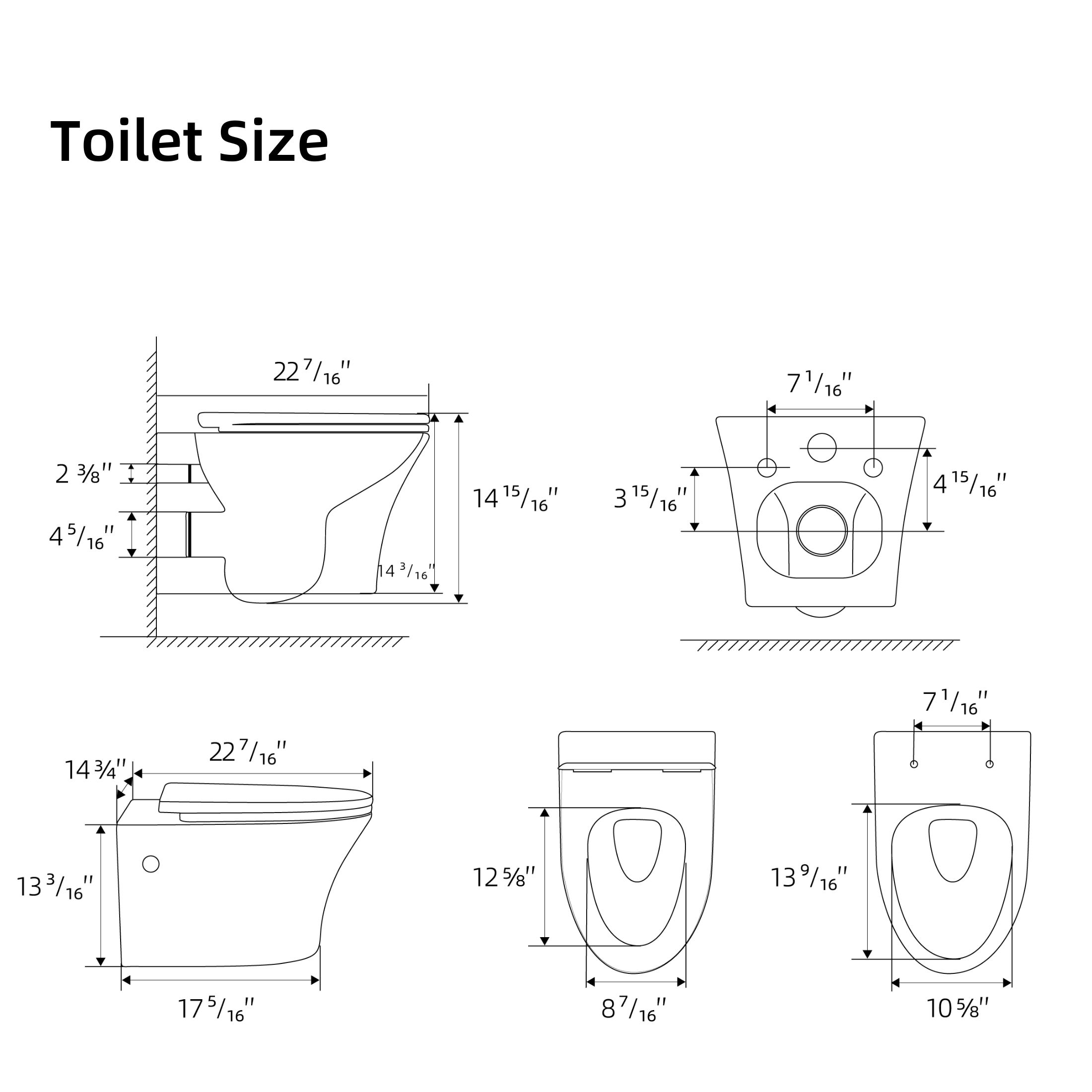 Los Flexi Compact Wall-Mount Toilet Set - Round Bowl, In-Wall Tank, Tornado Flush, Actuator Plate Included
