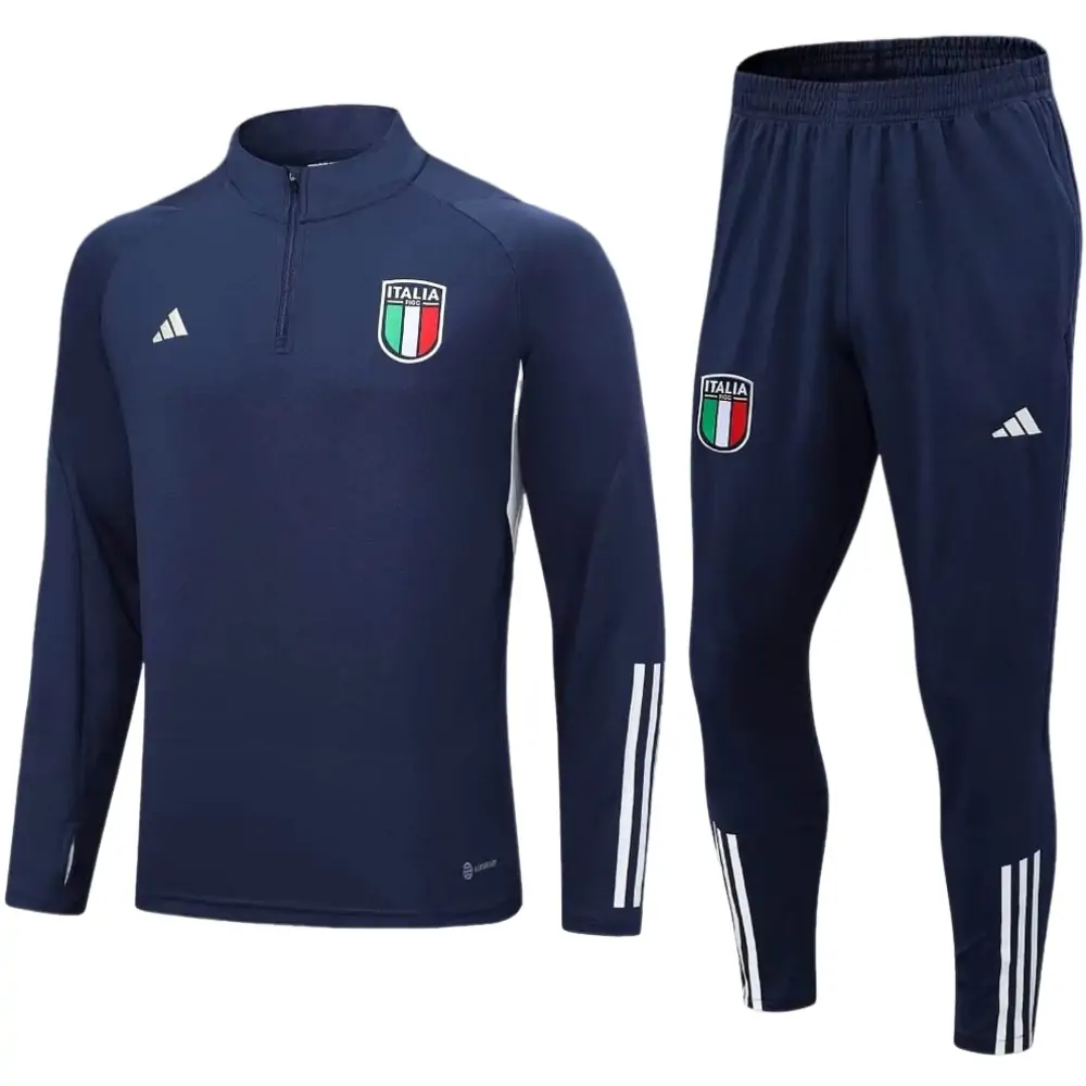 2023/2024 Italy Half-Pull Training Suit Royal Blue Soccer Shirt Set