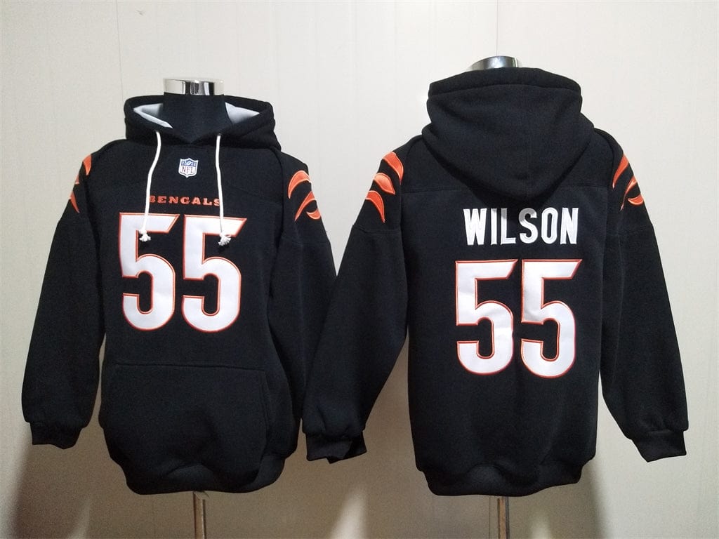 Cincinnati Bengals Black Hoodie #55 WILSON  (with pockets)