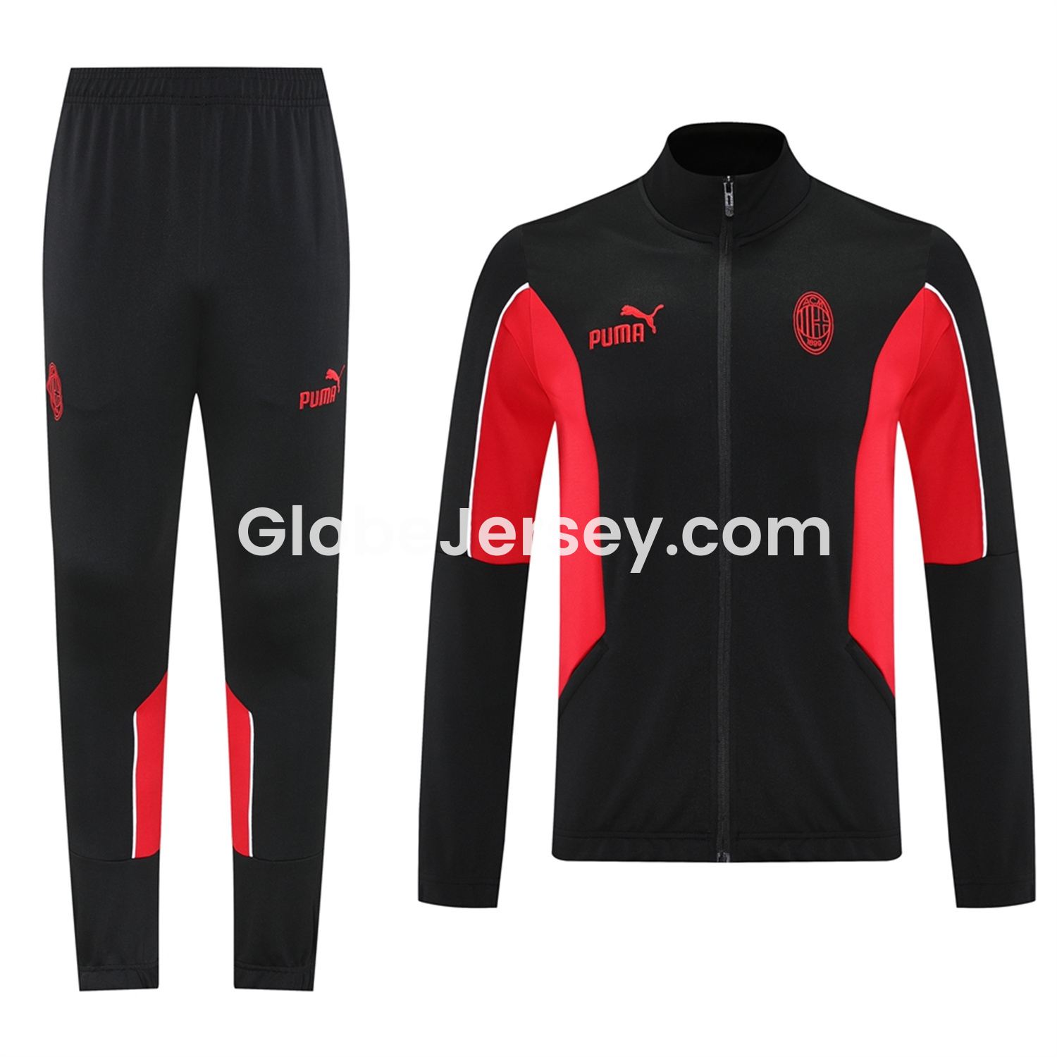 AC Milan 25-26 Jacket Training Tracksuit - Black top & Black Pants