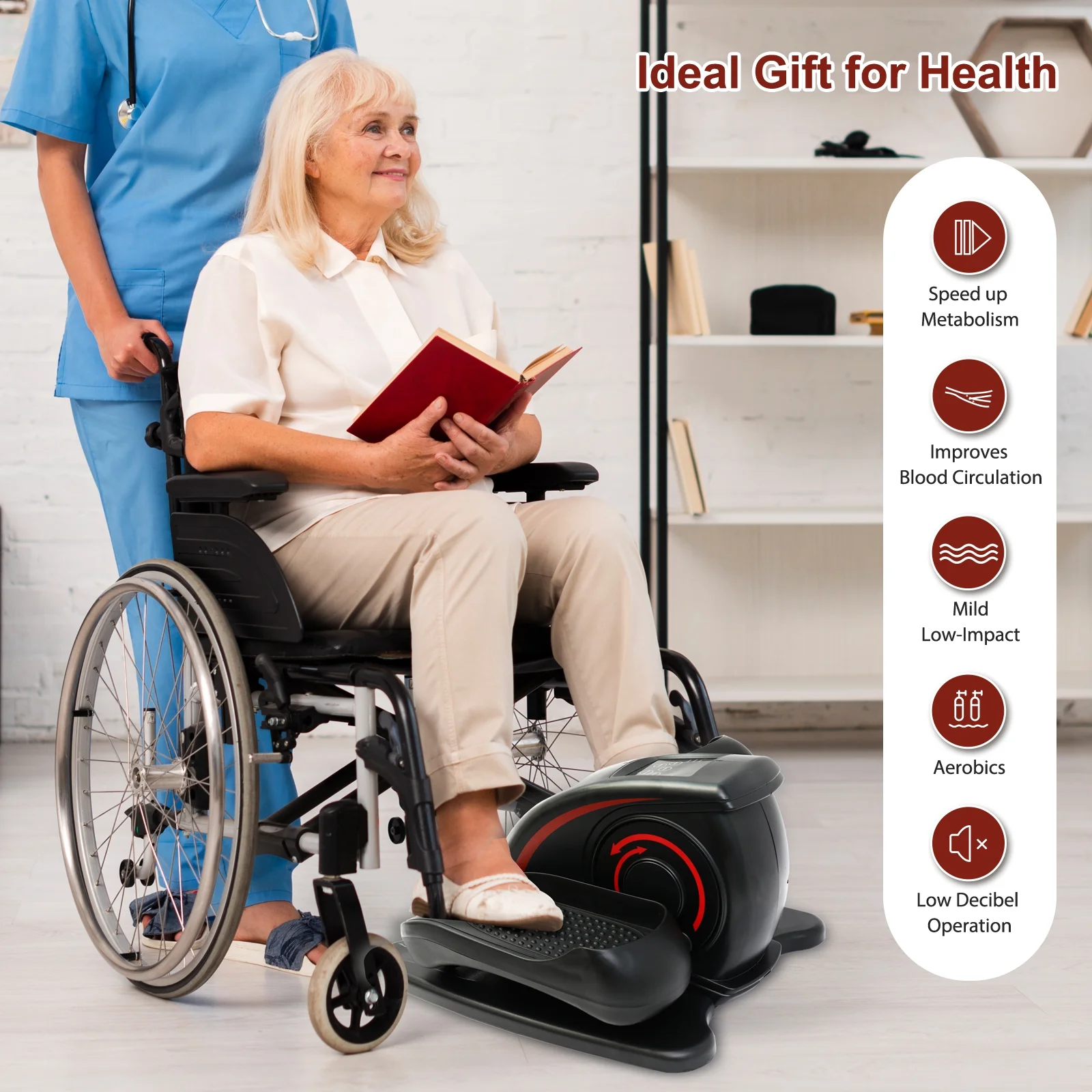 Baokaler Under Desk Elliptical Exercise Machine, Electric Elipsefit Leg Exerciser while Sitting for Seniors,12 Adjustable Speeds with Remote Control