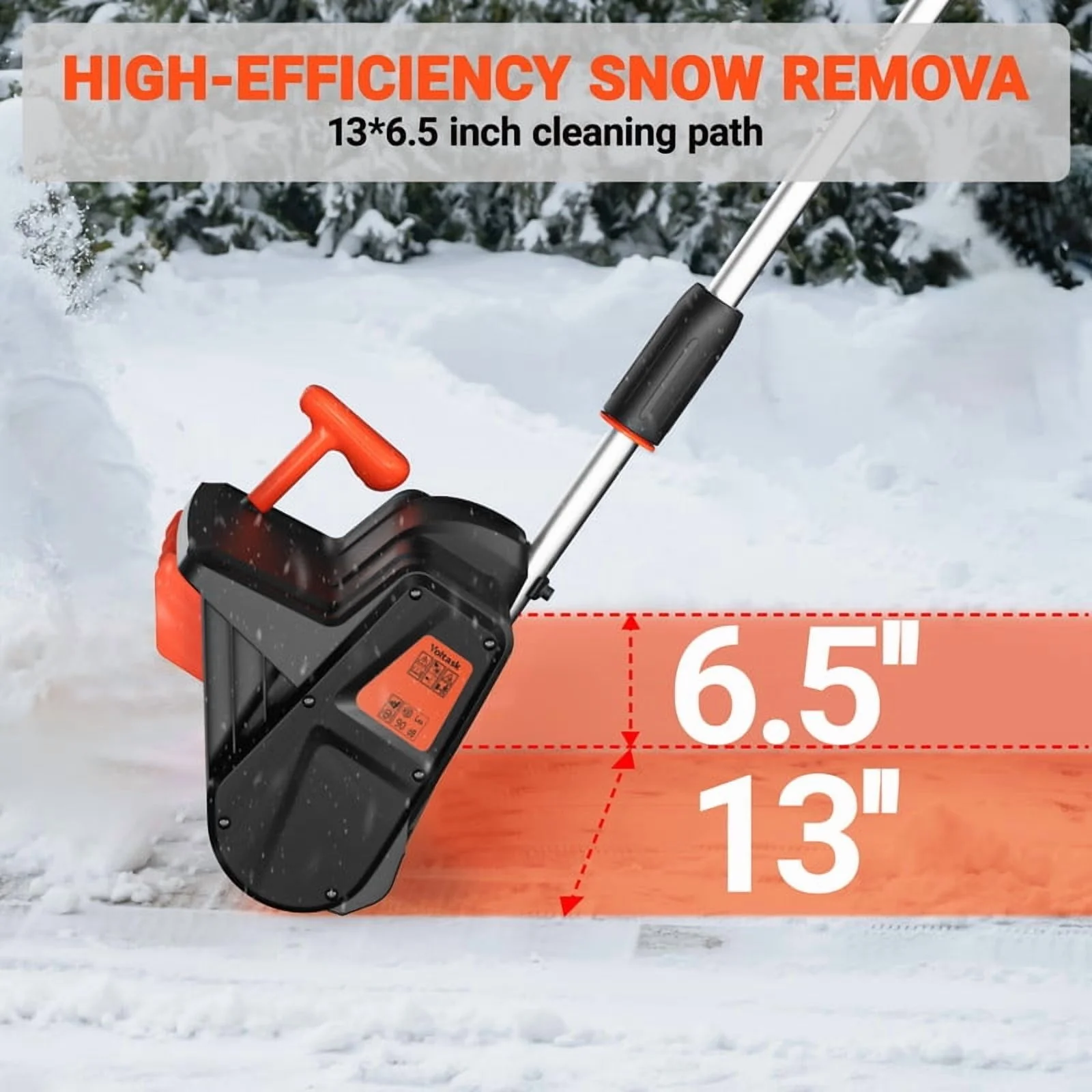 VOLTASK 24V 13-inch Cordless Snow Shovel Electric Snow Blower with Directional Plate, Battery & Quick Charger Included for Driveway & Sidewalks