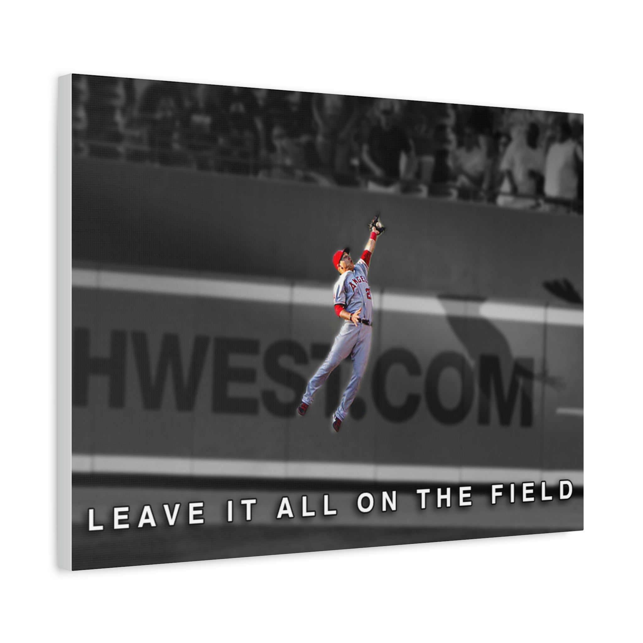 Mike Trout Los Angeles Angels Leave it All on the Field Premium Wall Art Canvas Wrap