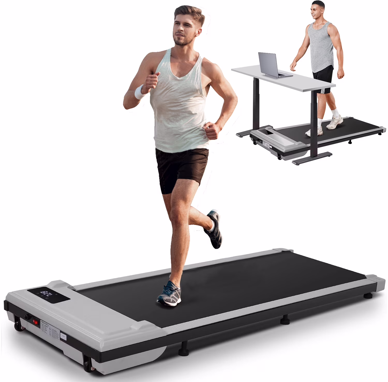 Walking Pad Treadmill, 2.5HP Under Desk Treadmill with Remote Control and LED Display, Portable Walking Treadmill for Home Office, Walking Jogging Machine with 300 lbs Weight Capacity
