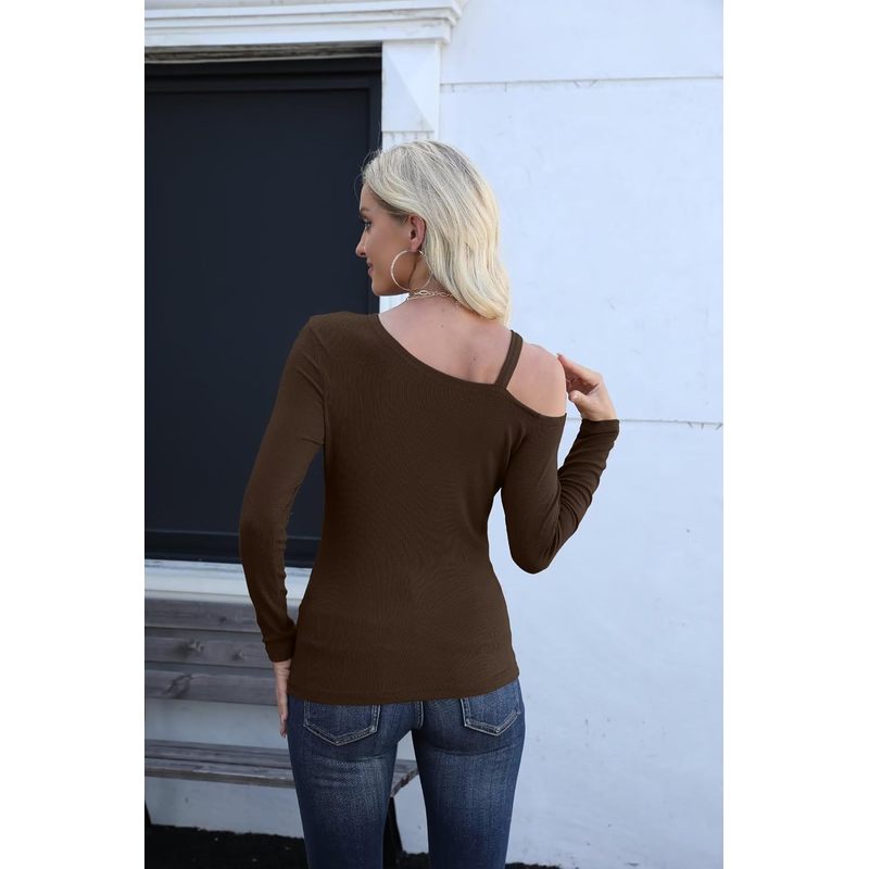 Women's Sexy Asymmetrical Neck Long Sleeve Cold