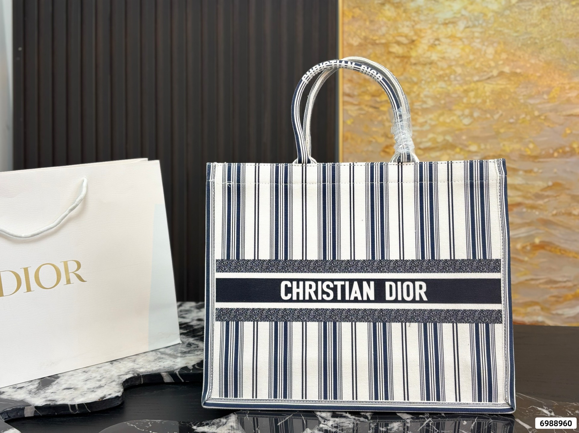 Dior Striped Tote Bag