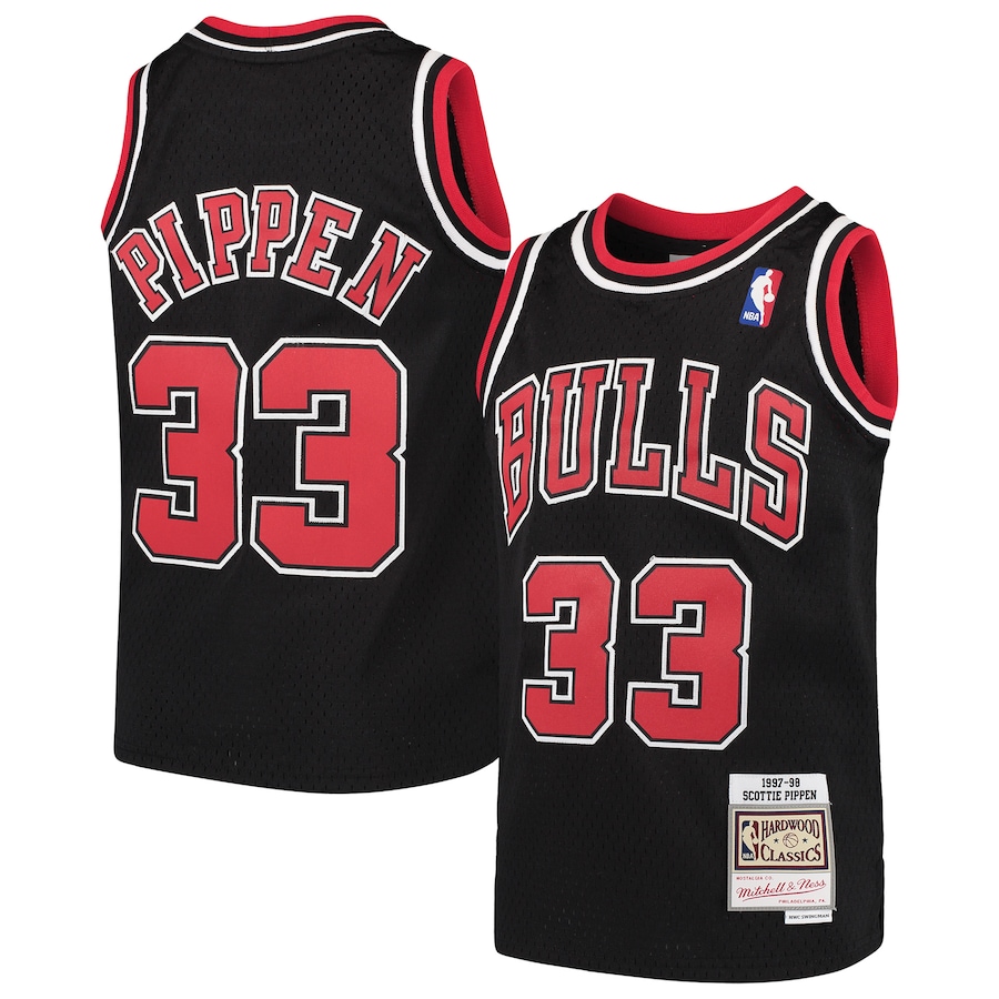 Youth Chicago Bulls Scottie Pippen Mitchell & Ness Black Hardwood Classics Swingman Throwback Jersey