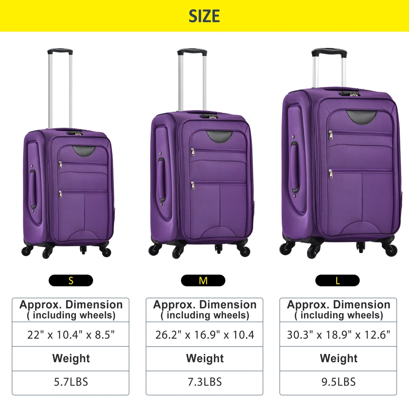 Expandable Softside Luggage Sets 3 Piece,Upright Spinner Suitcases with Wheels,Lightweight Carry on Luggage Travel Set,Green