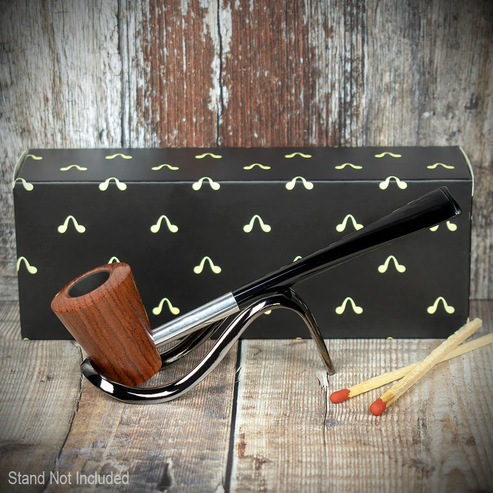 Smoke-King Metal Pipe Brown Poa Rosa Wood Cone Shape Bowl