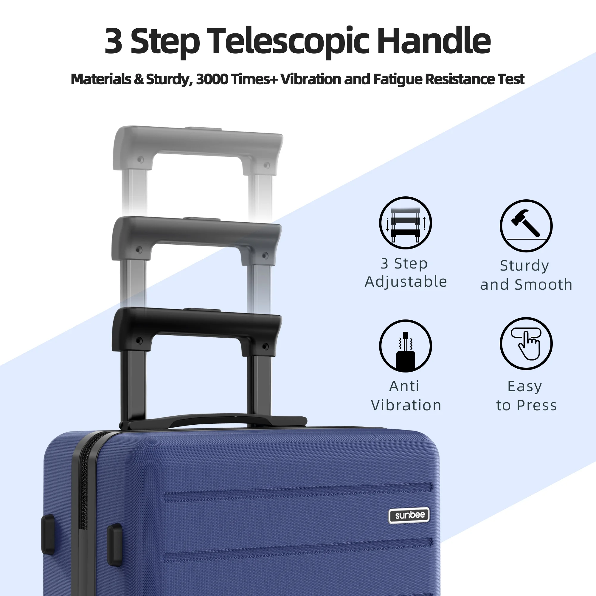 Sunbee 4 Piece Luggage Sets, Expandable Durable Hard Shell Suitcase Set Double Wheels TSA Lock, Blue