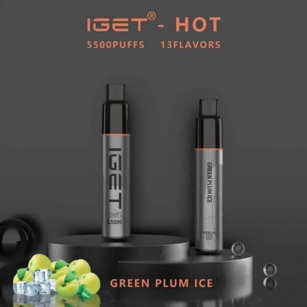 IGET HOT 5500 Puffs Green Plum Ice 2PCS