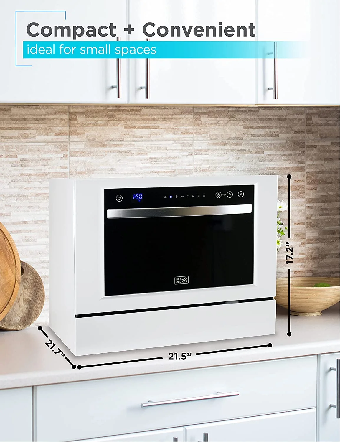 BLACK?Ӕ BCD6W Compact Countertop Dishwasher, 6 Place Settings, White