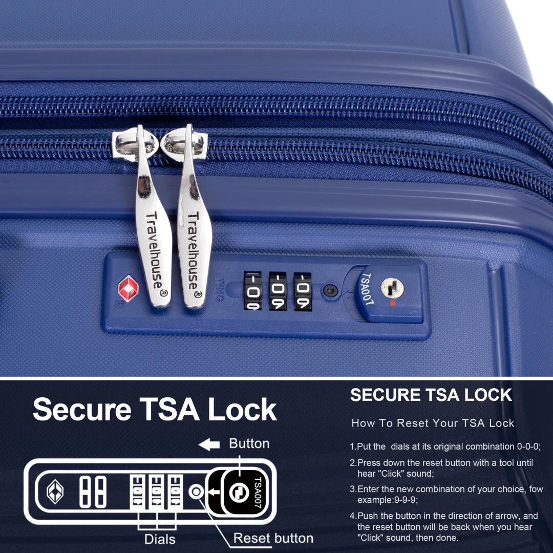3 Pieces Luggage Set (20/24/28), Expandable PP Lightweight Hardshell Durable Suitcase with 4 Double 360 Degrees Mute Spinner Wheels and TSA Lock for Men Women, Black