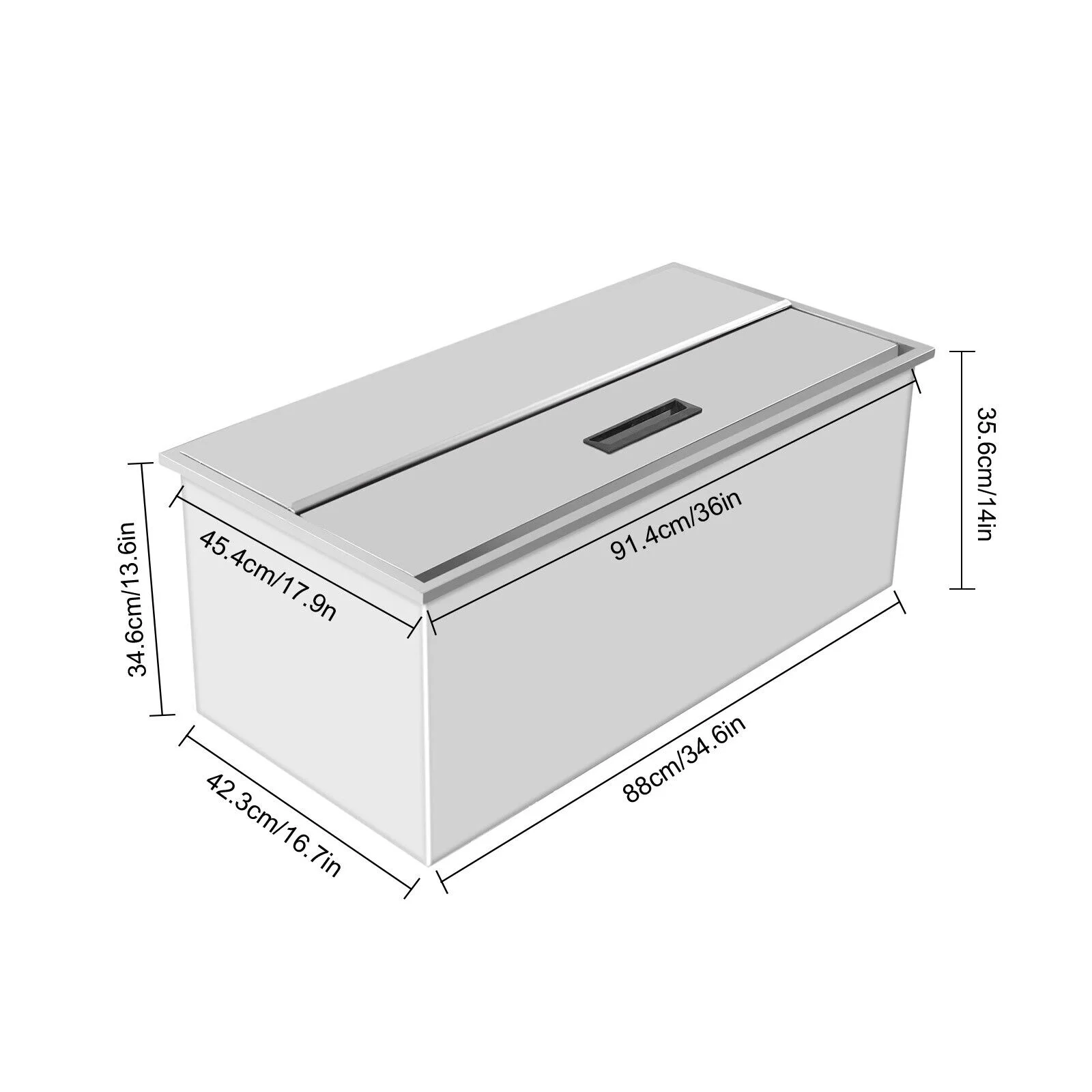 104 L/109.9 Qt Drop-in Ice Bin Parties Ice Chest Beer Ice Bin forDinner Parties, Parties, Bars, Kitchens, Offices Storing and Cooling