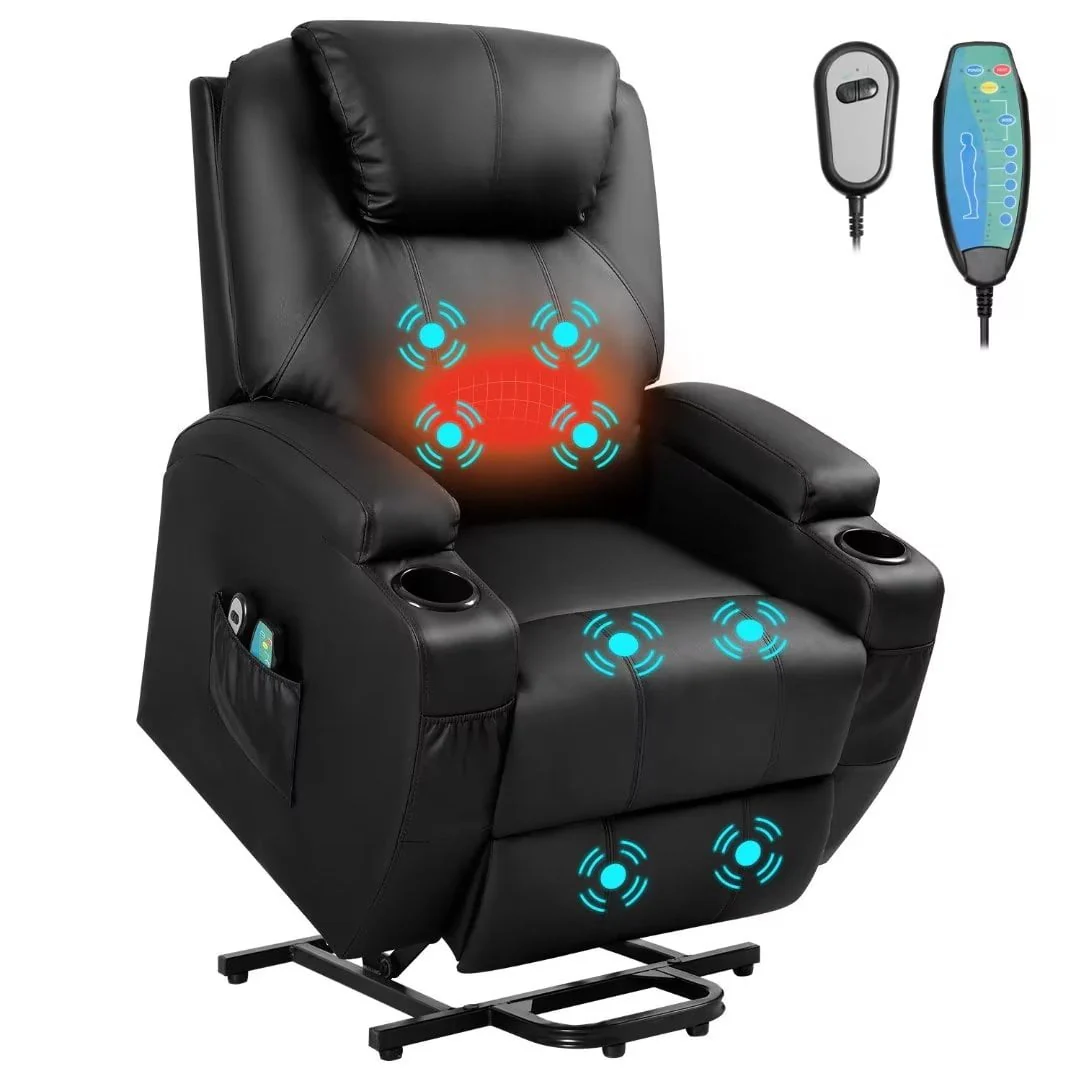 Vineego Power Lift Recliner Chair PU Leather for Elderly with Massage and Heating. Brown
