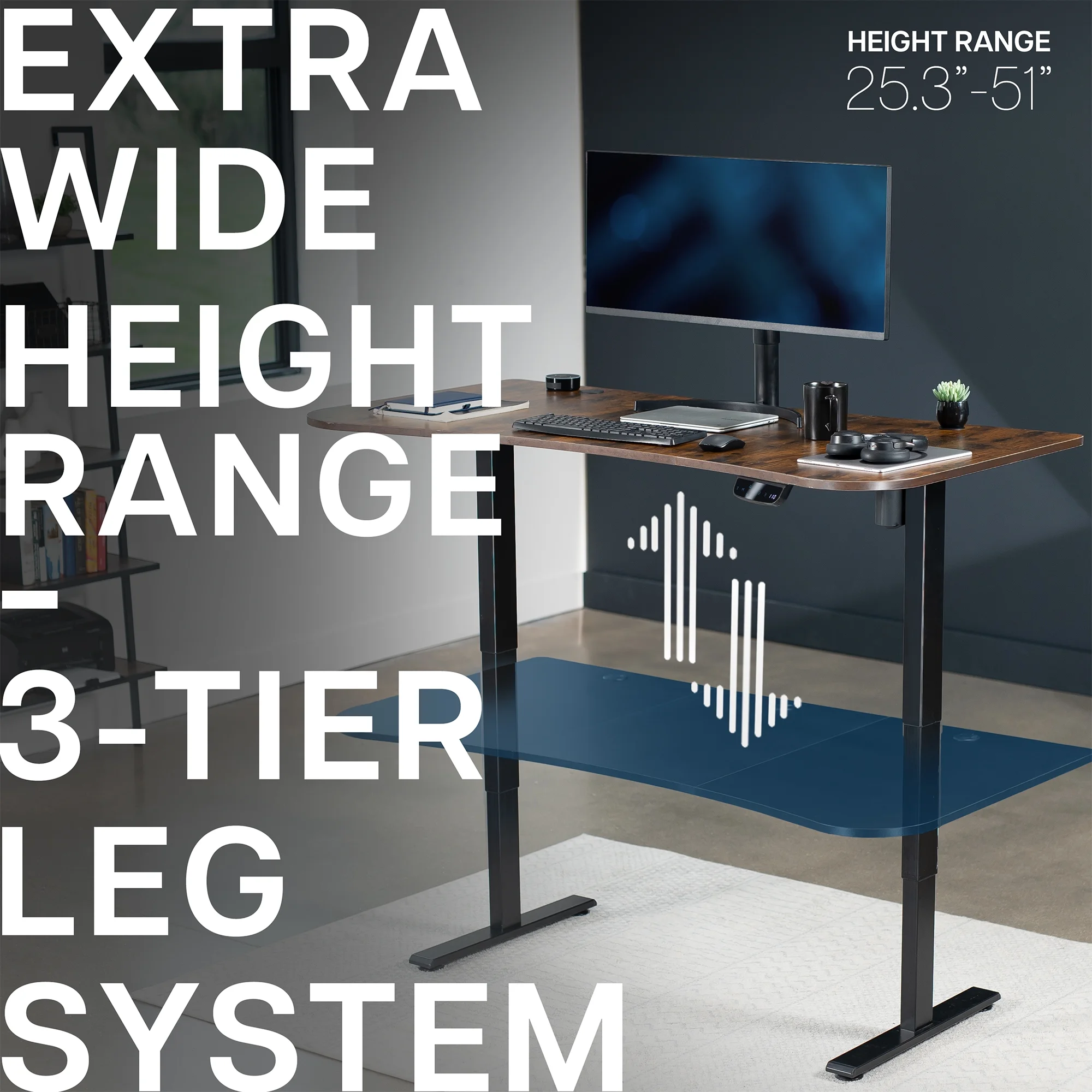 VIVO Reclaimed Wood / Black 63�?x 32�?Electric Height Adjustable Stand Up Desk