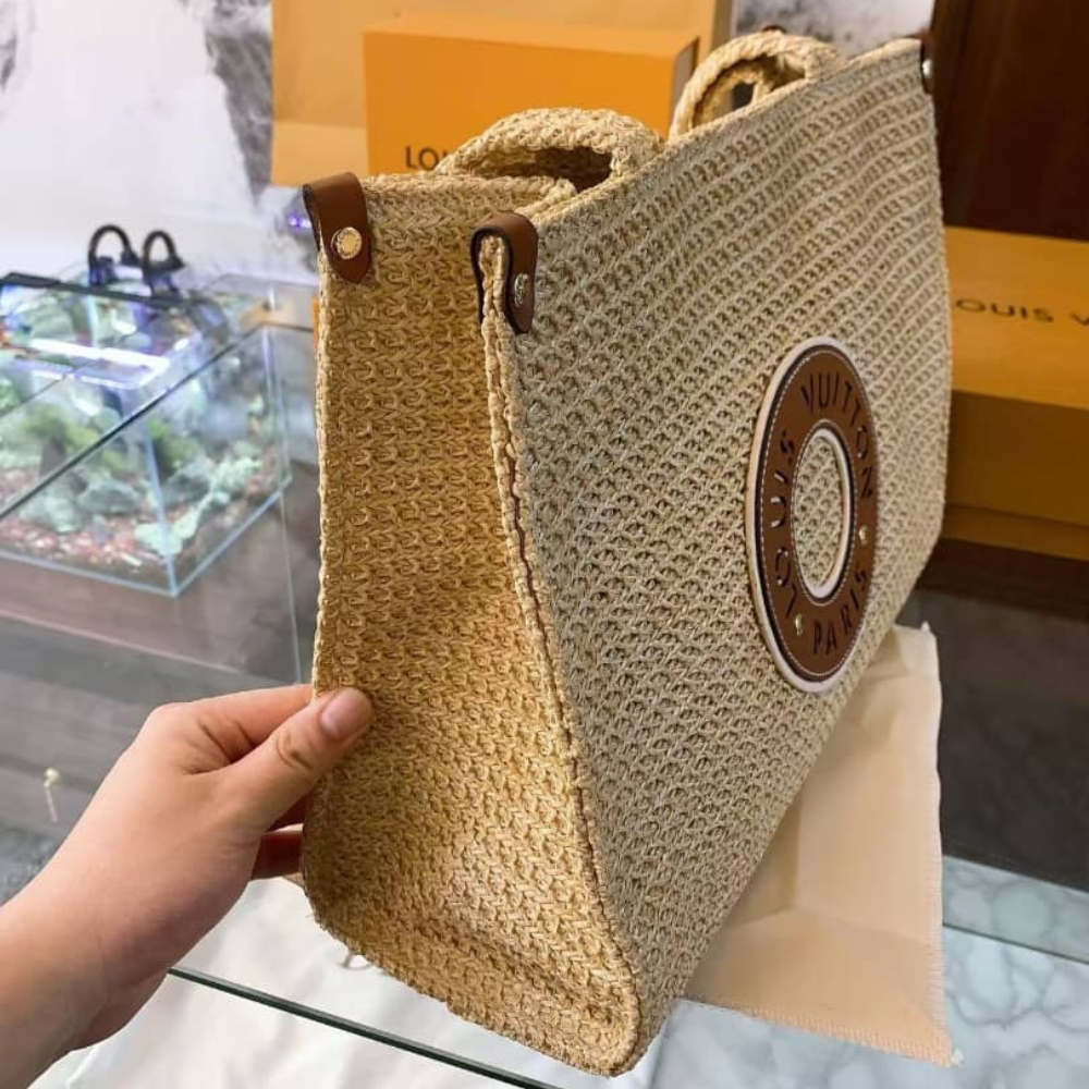 Louis Vuitton Onthego MM Natural Raffia Tan 14.8 Inches M24723