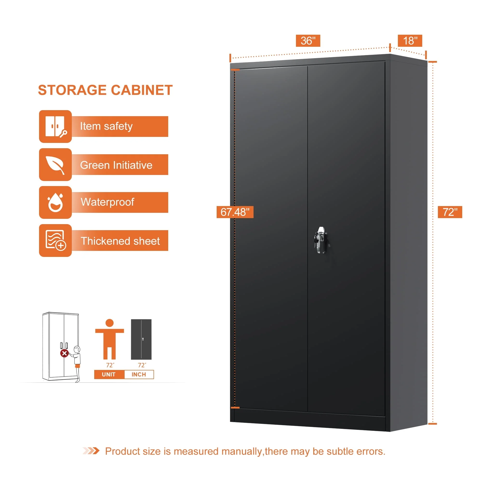 Supeer Black Metal Storage Cabinet, 72
