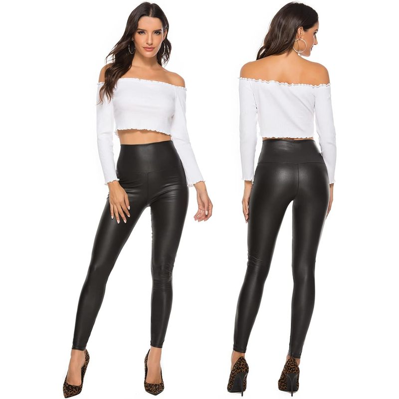 Women's Faux Leather Leggings Pants PU Elastic