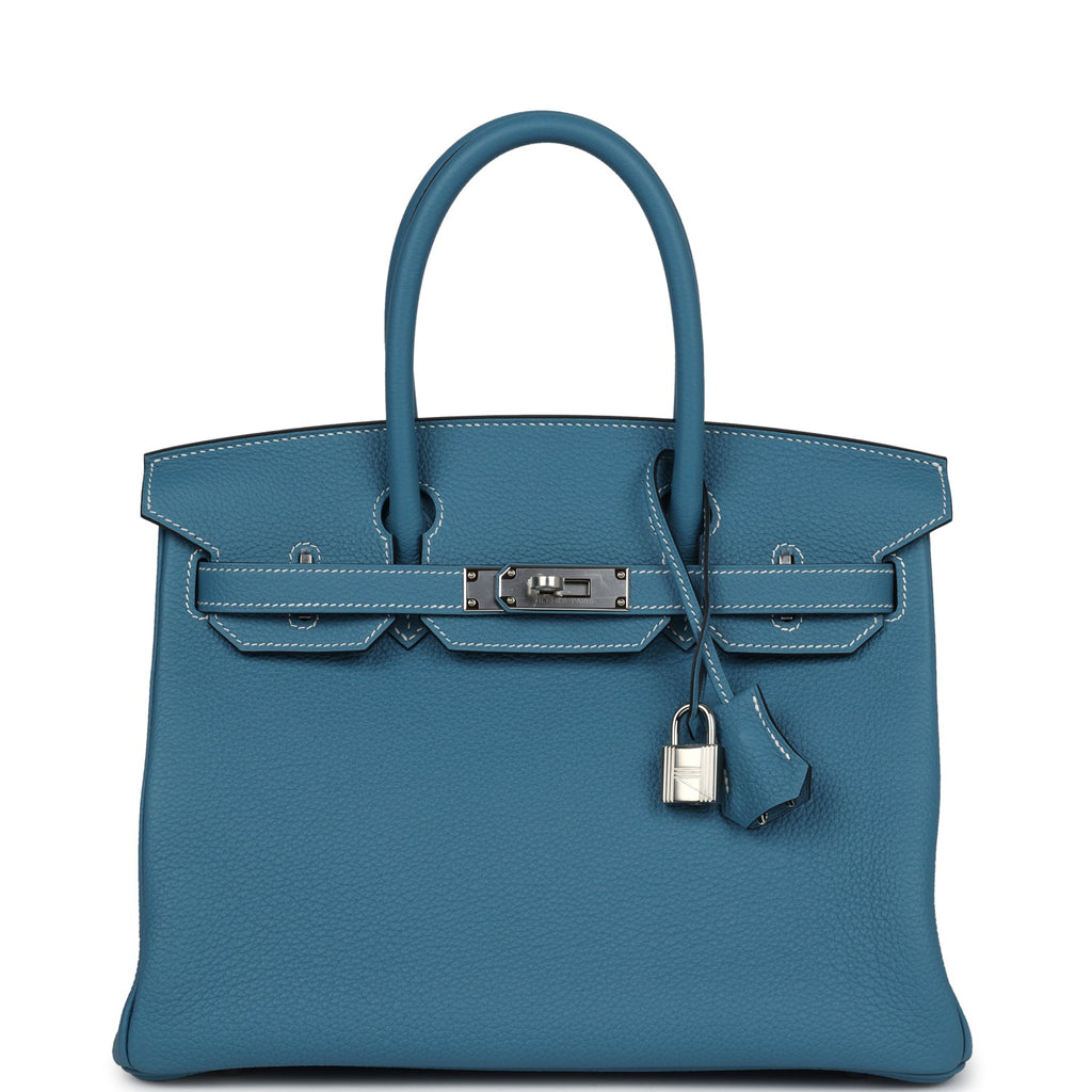 Birkin 30 Blue Jean Togo Palladium Hardware
