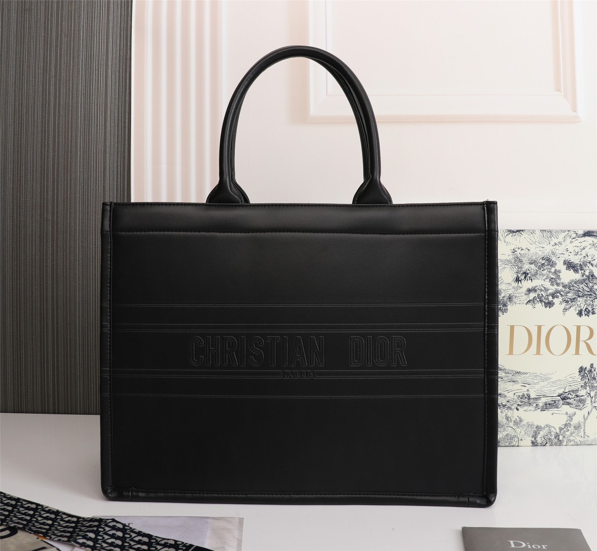 Dior Book Tote Large White Multicolor Dior Petites Fleurs Embroidery