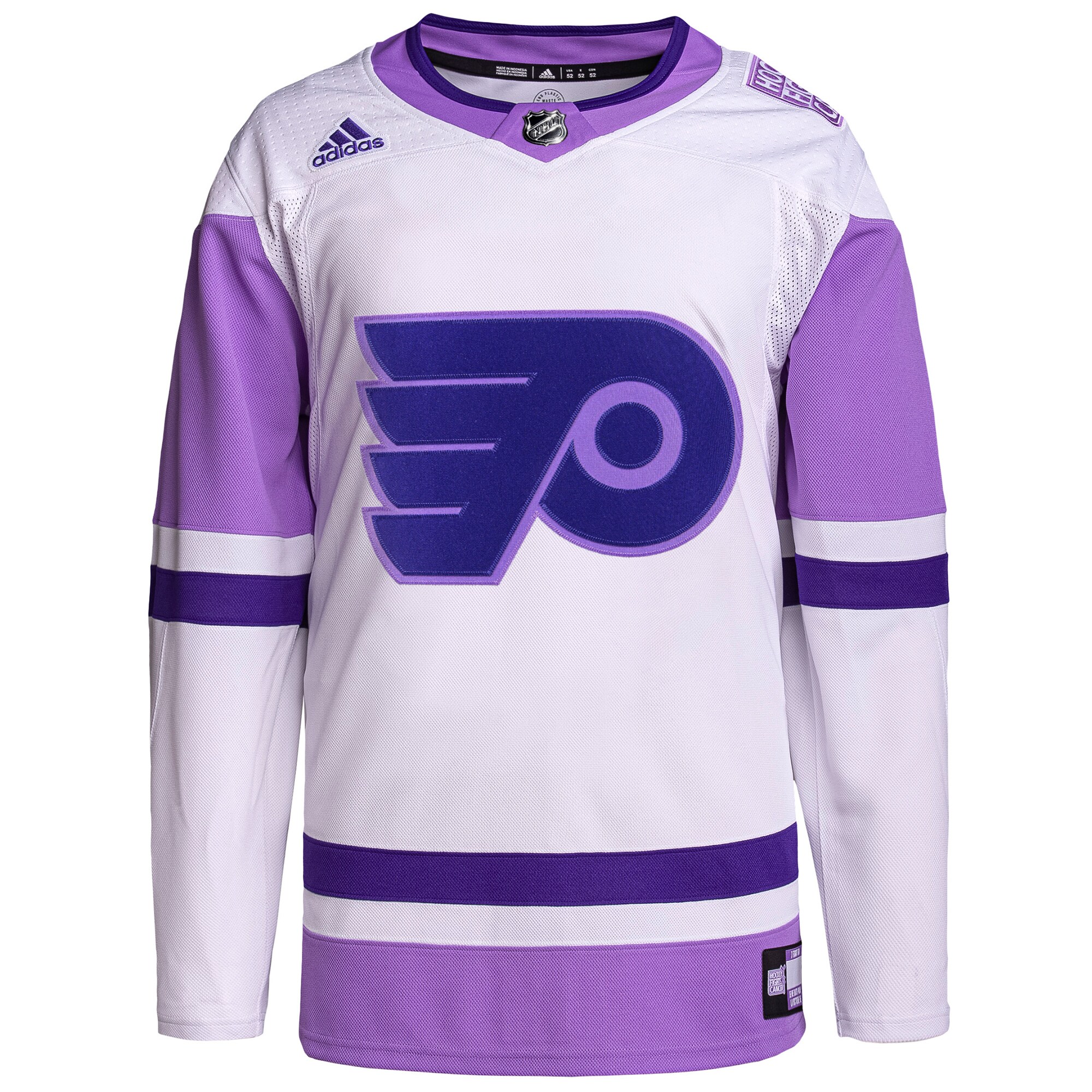 Philadelphia Flyers  Hockey Fights Cancer Primegreen  Blank Practice Jersey – White/Purple