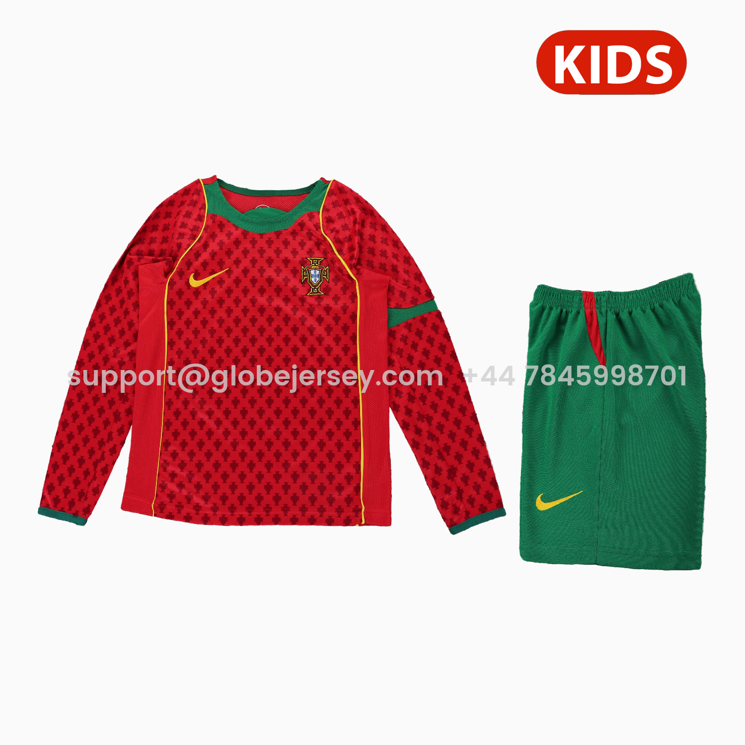 Retro Portugal 2004 Home Long Sleeves Kids Kit