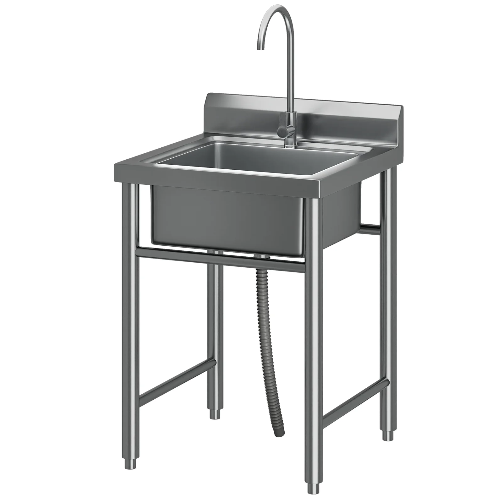 WETS Outdoor Sink, Stainless Steel Utility Sink, Freestanding Commercial Kitchen Single Bowl Sink for Restaurant, Laundry Room, Garage _Clearance Laundry Sink
