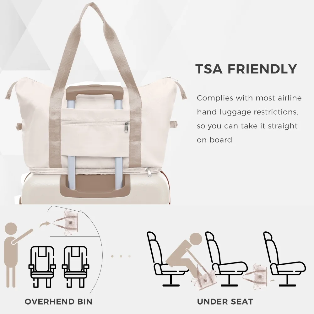 Luggage Sets 4 Piece, 20-inch with USB Port, Expandable ABS Durable Suitcase with Travel Bag