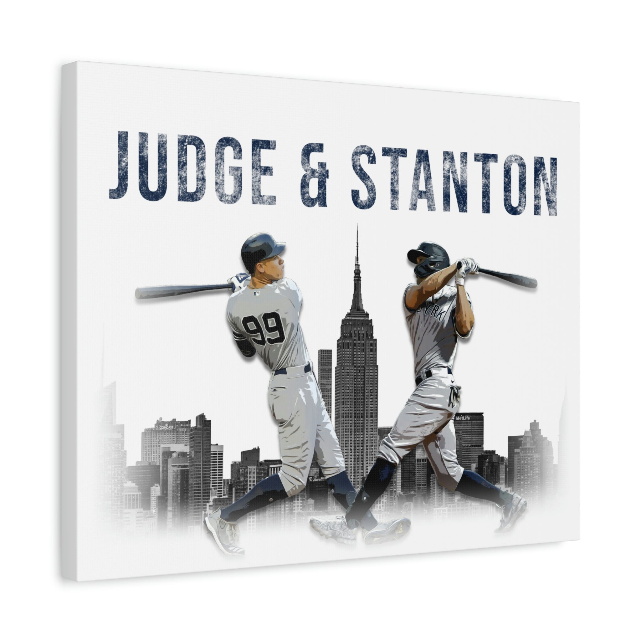 Aaron Judge & Giancarlo Stanton New York Yankees Empire State Building Premium Wall Art Canvas Wrap
