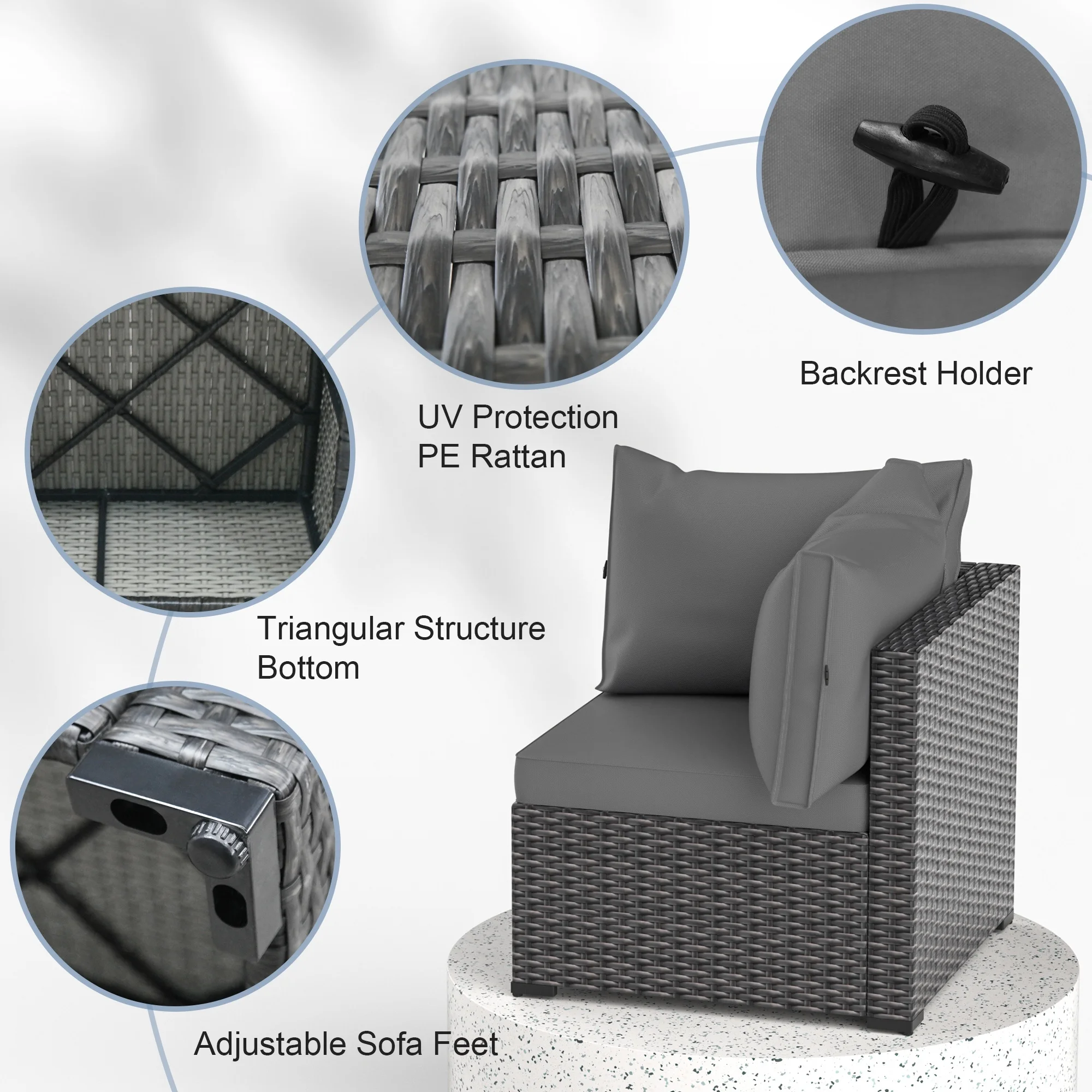 8 Piece Patio Furniture Set with 42