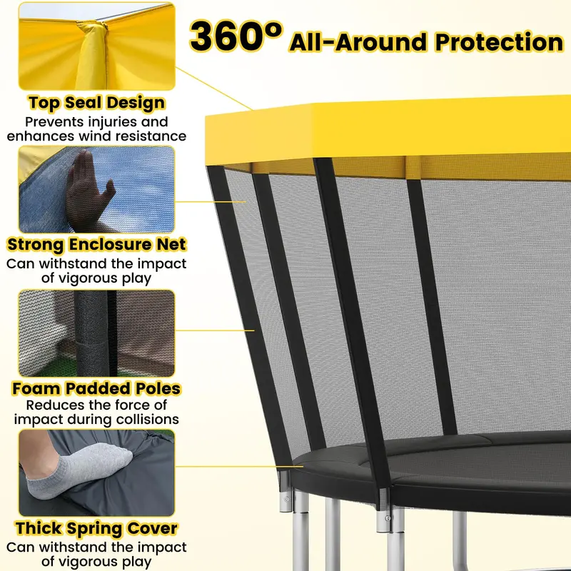 16-Foot ASTM-Certified Recreational Trampoline with Enclosure Net. Anti-Rust Frame. and Safety Ladder