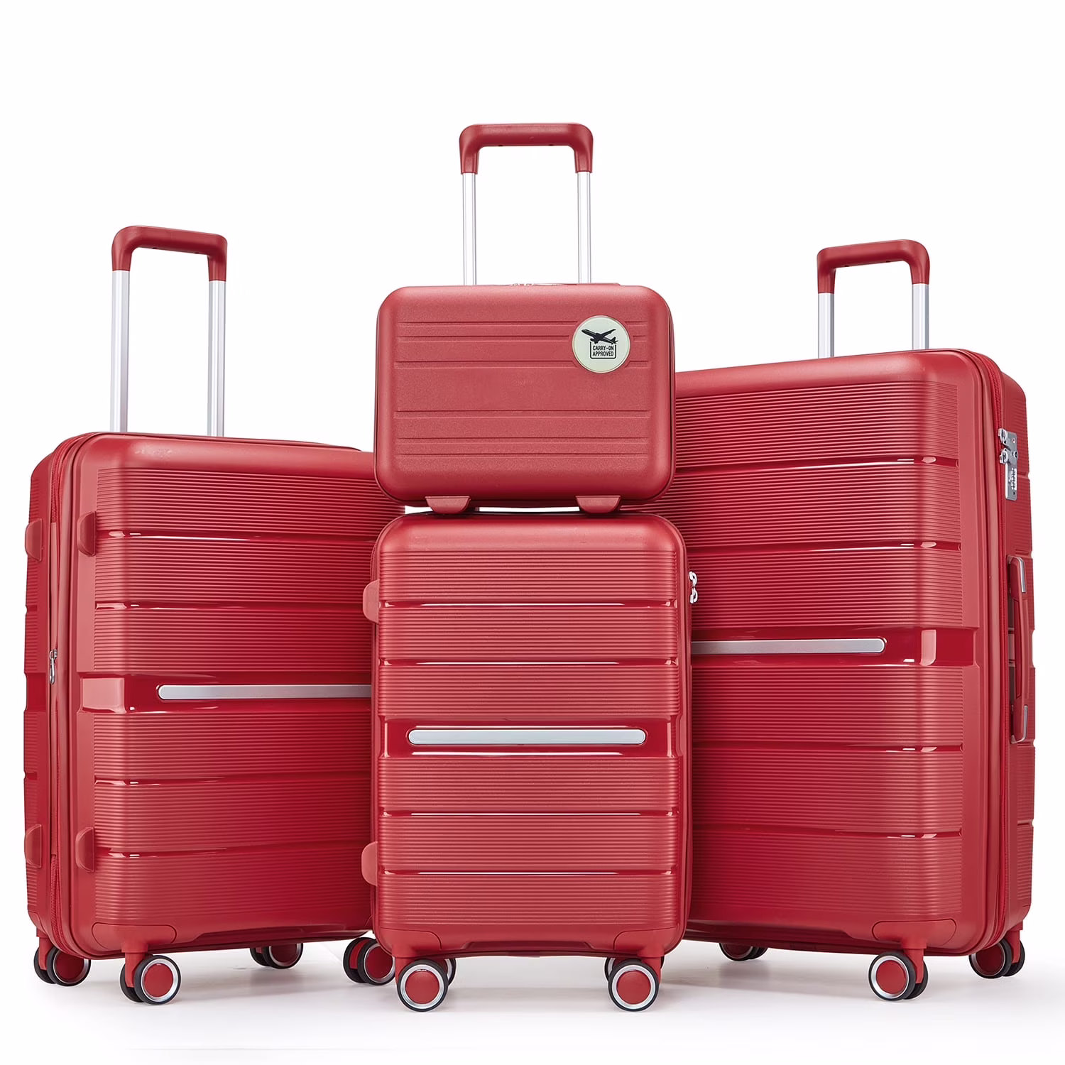 4 Piece Luggage Set, Expandable Lightweight Suitcase Set, PP Materials Travel Luggage with TSA Lock Spinner Wheels, White (14/20/24/28)