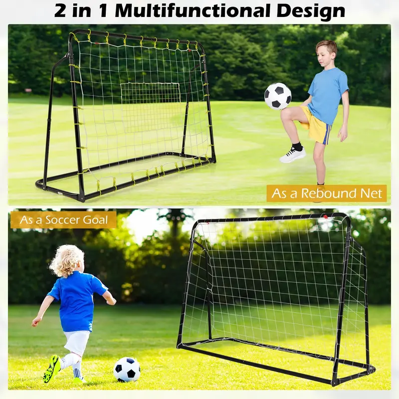 2-in-1 Soccer Rebounder Net – 6ft x 4ft Goal with Integrated Shooting Target Zone