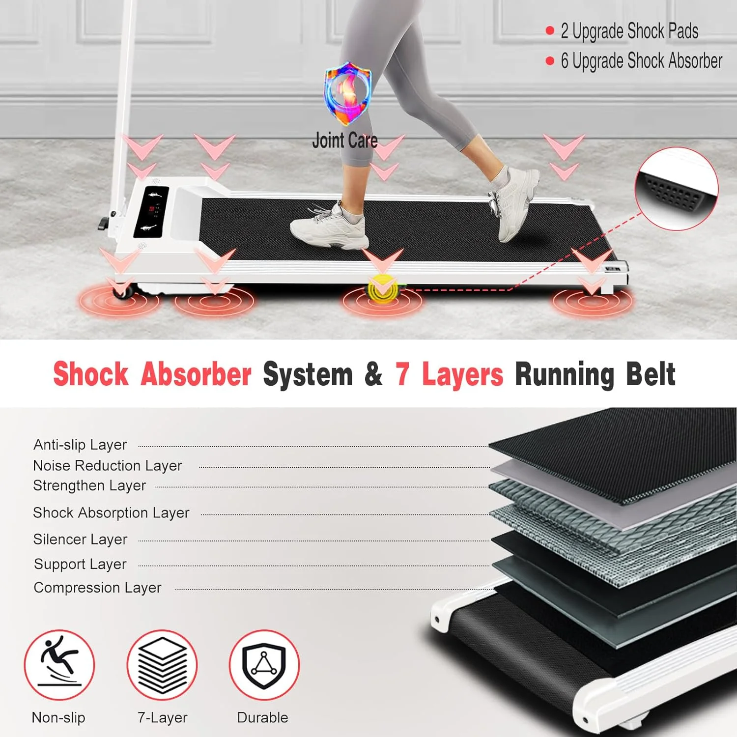2 in 1 Walking Pad Treadmill, Foldable Treadmills with Handle Bar, 2.5HP Portable Folding Treadmill with Remote Control, Under Desk Treadmill for Home Office, 300lbs, Black
