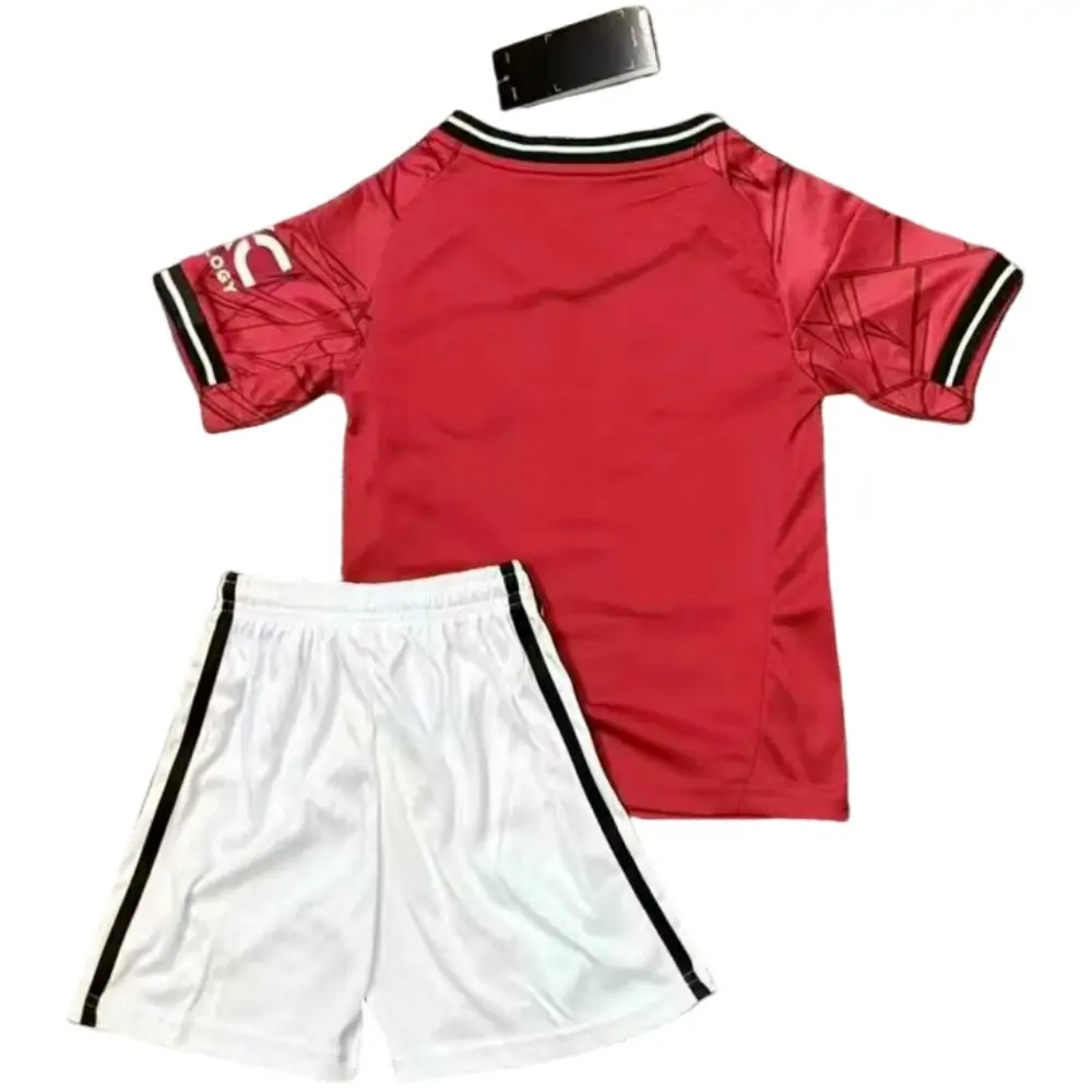 2025-26-Manchester United Home Children's Jersey Set - Fans Edition
