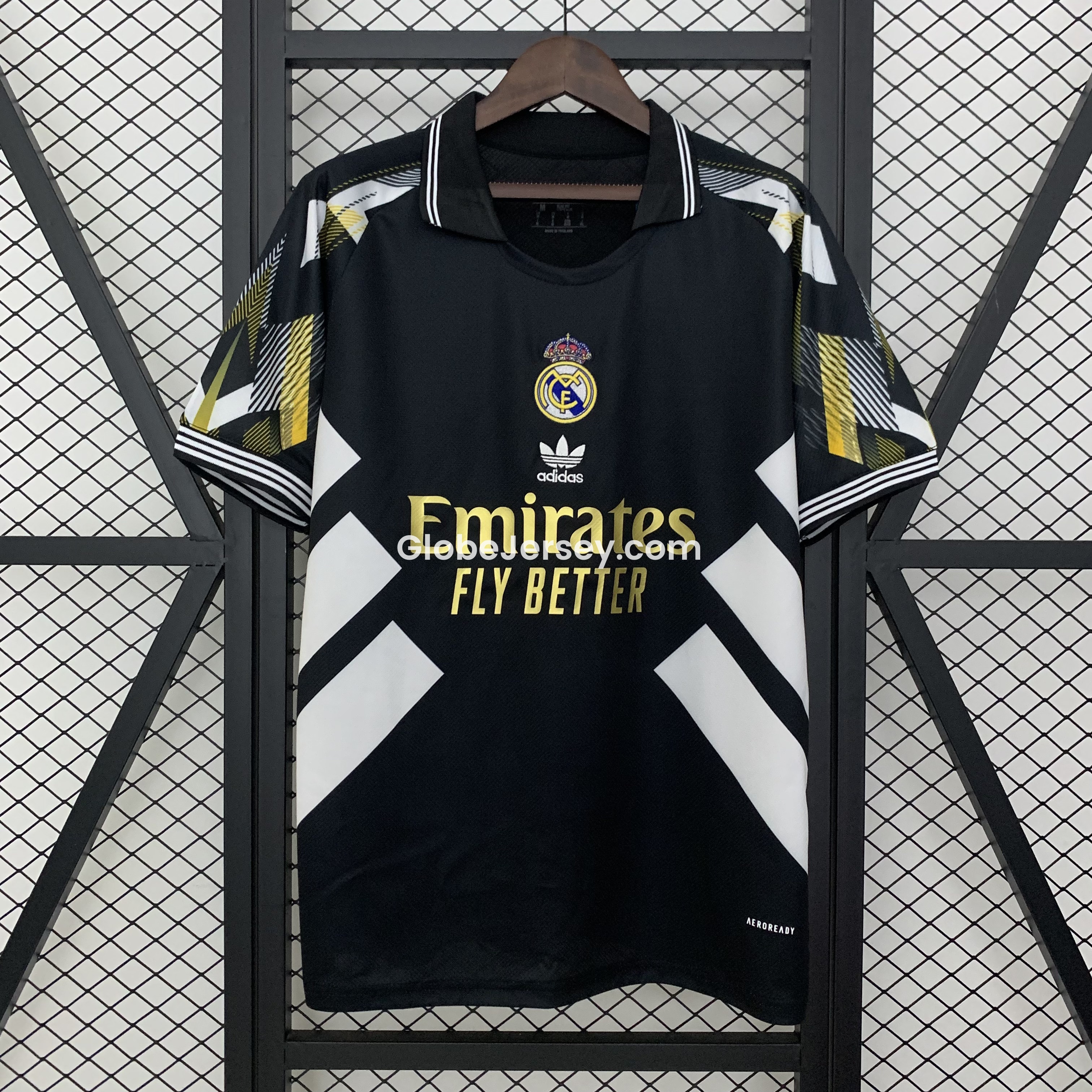 Real Madrid 25-26 Black Gold White Three Bars Jersey - Fans Version