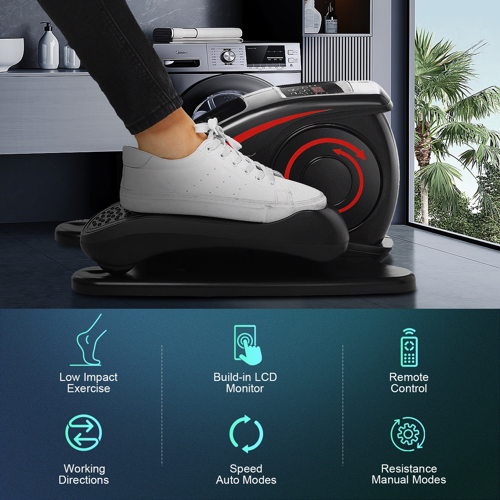 Elliptical Machine, Under Desk Elliptical with Remote Control, Quiet Home Ellipse Exerciser for Seniors