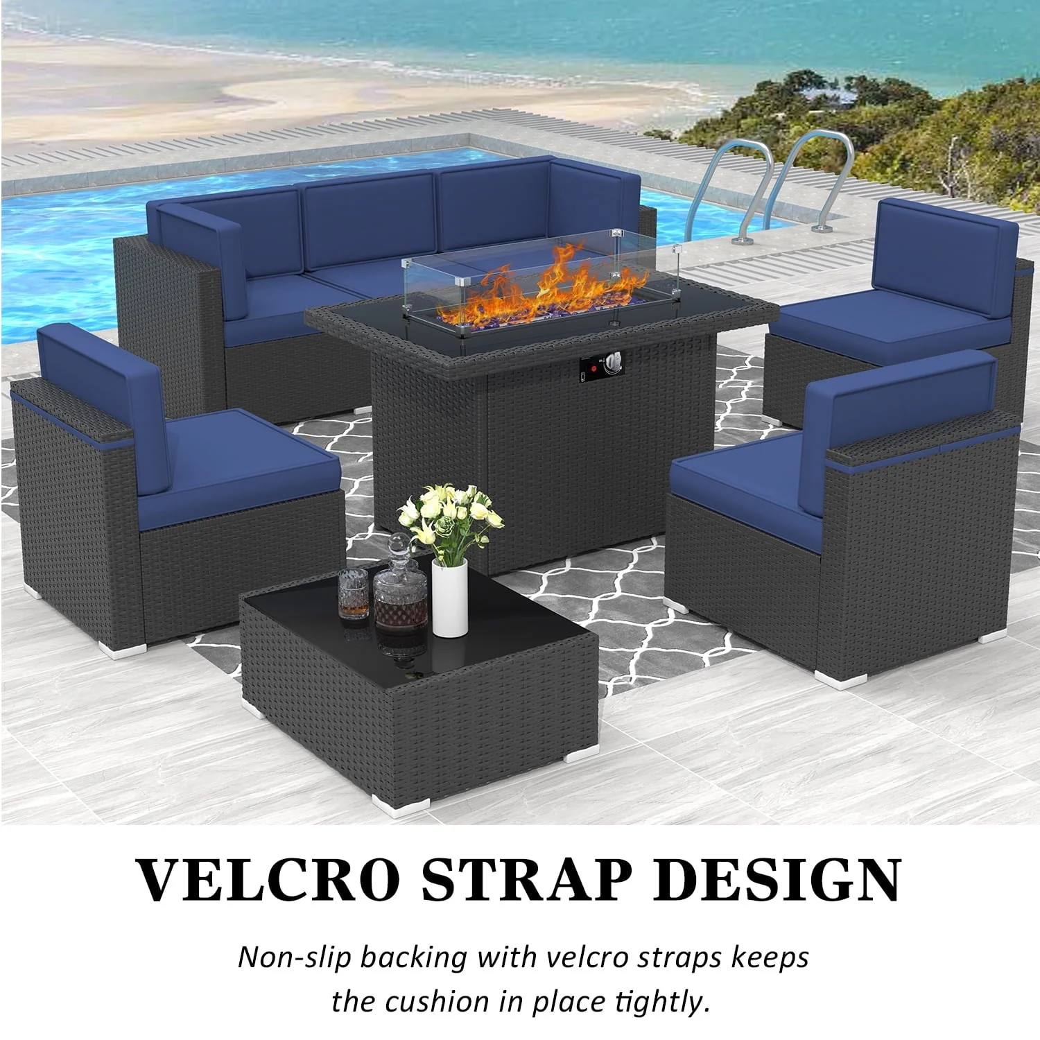8 Piece Patio Furniture Set with 44
