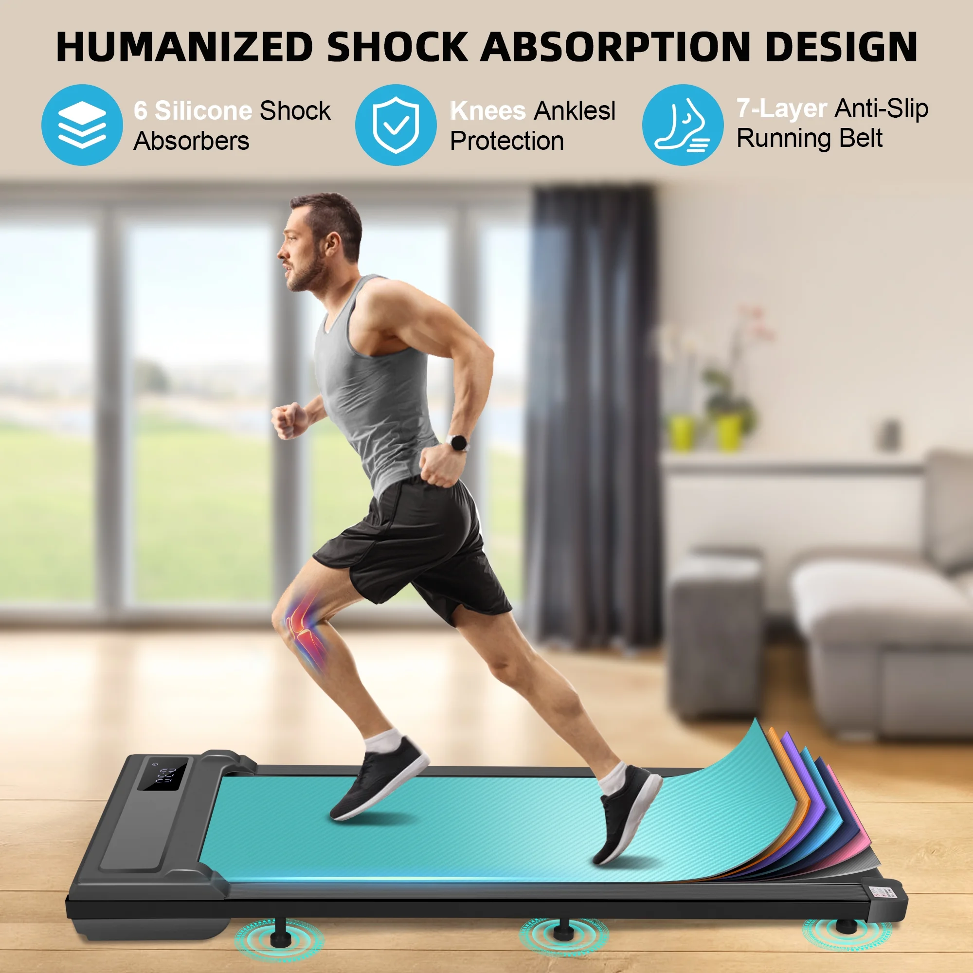 Walking Pad Treadmill, 2.5HP Under Desk Treadmill with Remote Control and LED Display, Portable Walking Treadmill for Home Office, Walking Jogging Machine with 300 lbs Weight Capacity