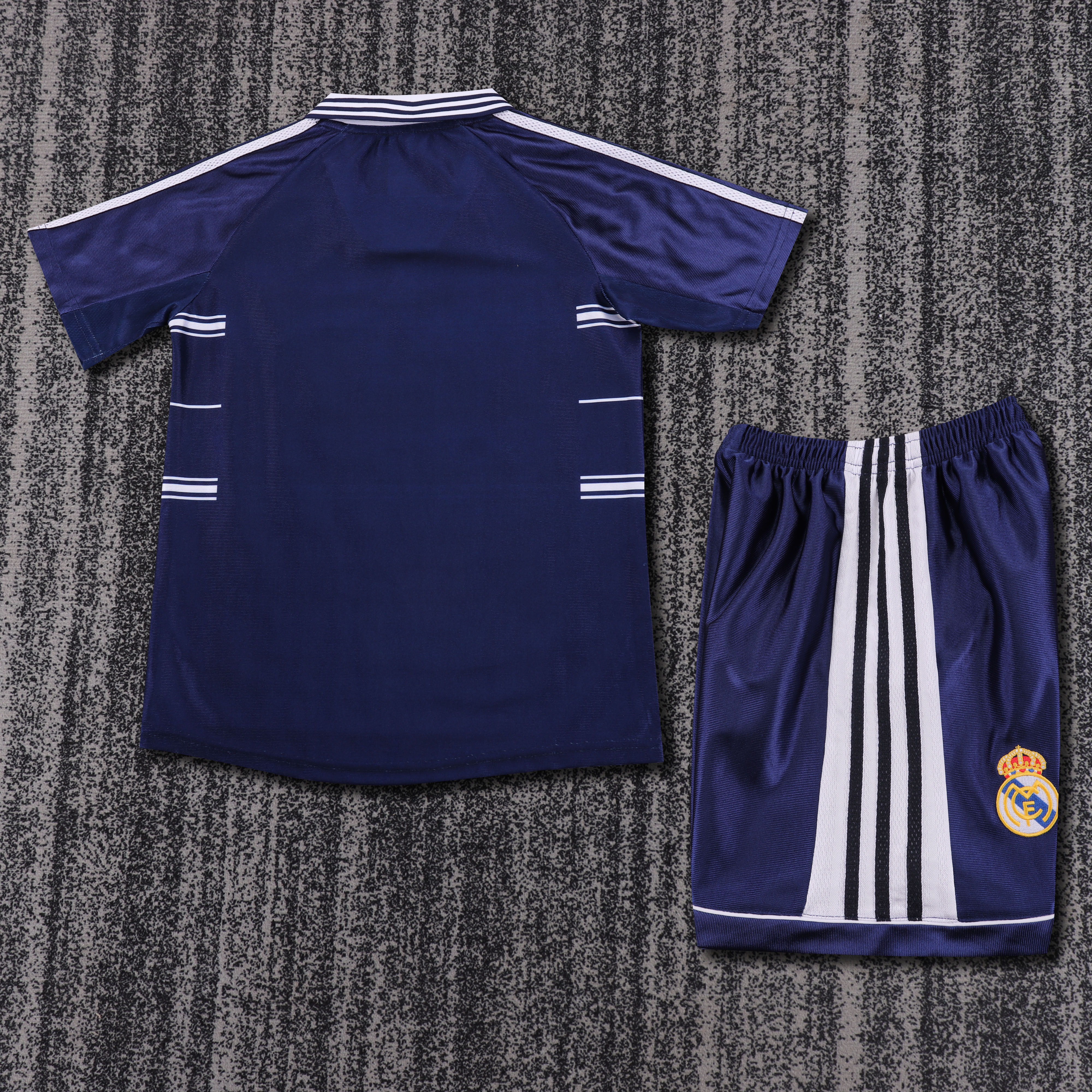 1998-99 Real Madrid Away Retro Children's Jersey Set - Fans Edition