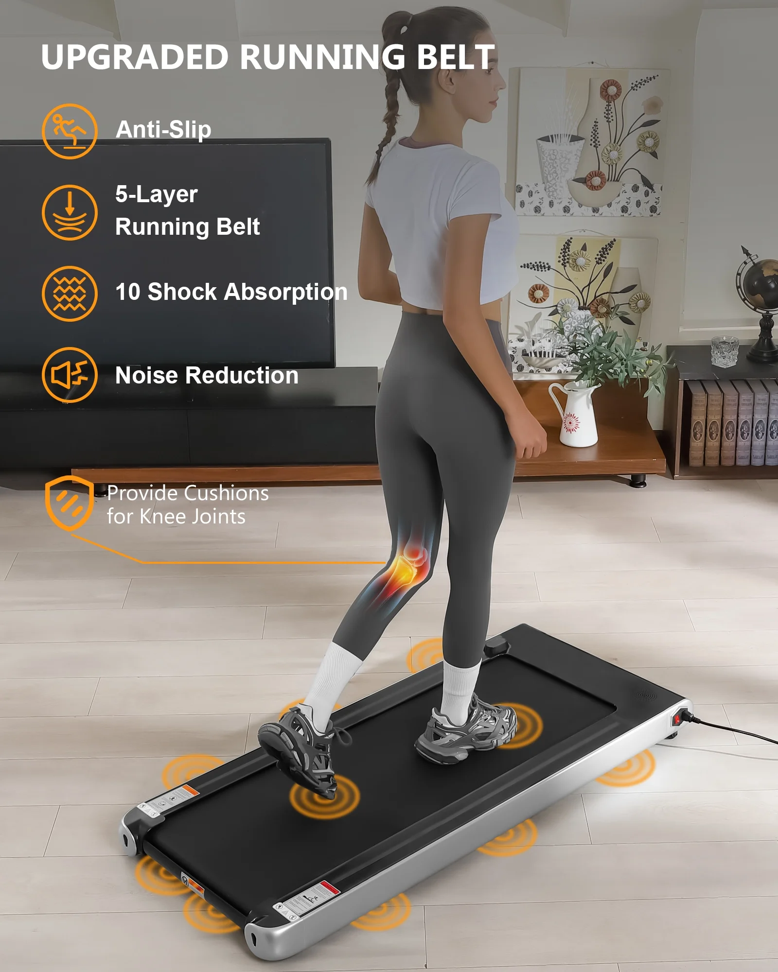 Zzistar Walking Pad Electric Treadmill, 2.5HP 0.6-3.8 mph Remote & Button Control Under Desk Treadmill with LCD Monitor