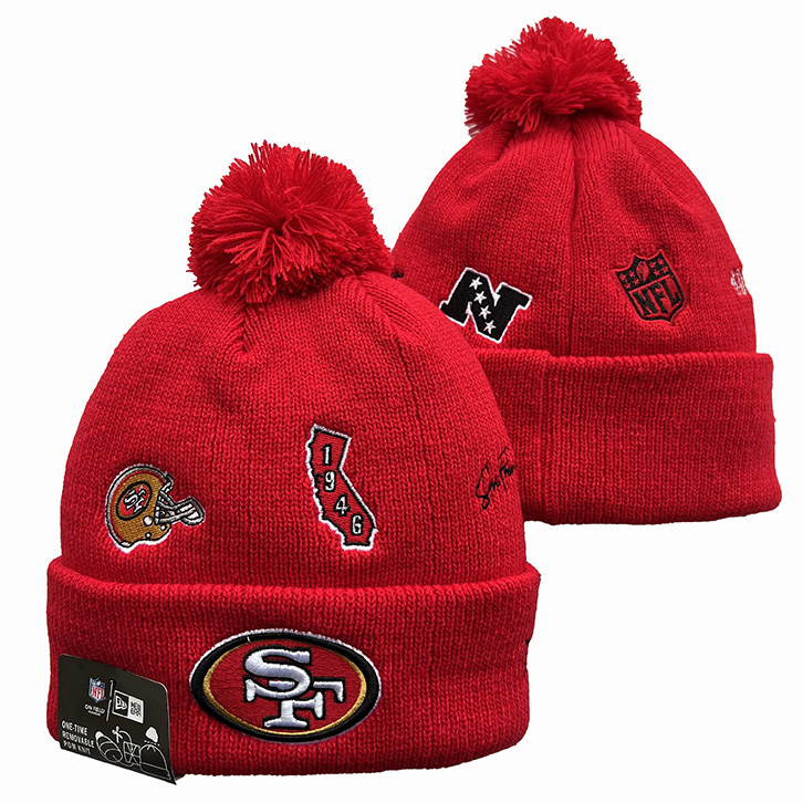 New Era Scarlet San Francisco Cuffed Knit Hat with Pom